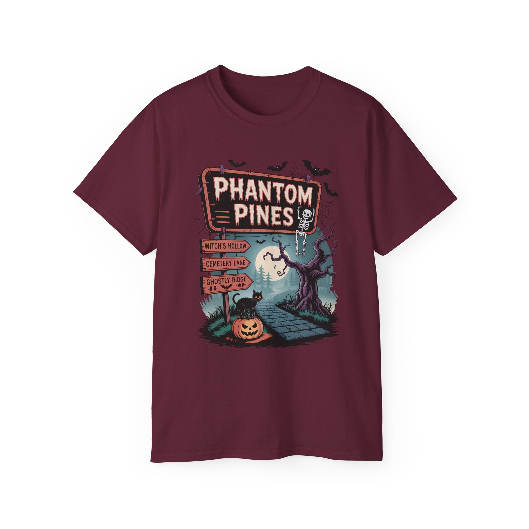 Halloween Phantom Pines Spooky Skeleton Tee