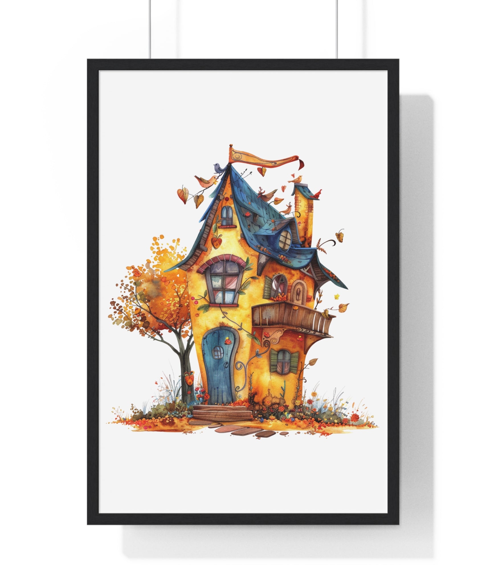 Sunny Whimsical Cottage – Wooden Framed Wall Art