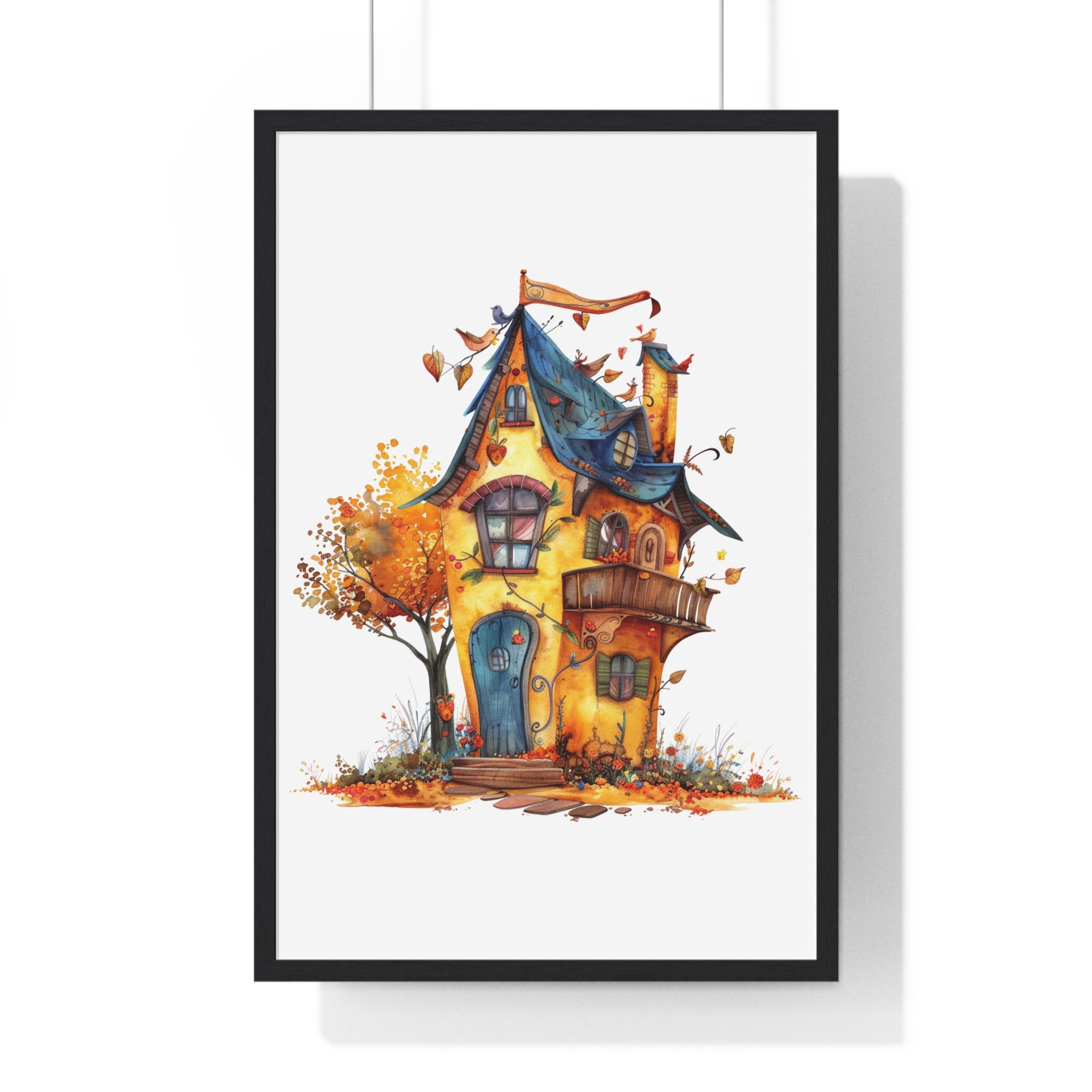 Sunny Whimsical Cottage – Wooden Framed Wall Art