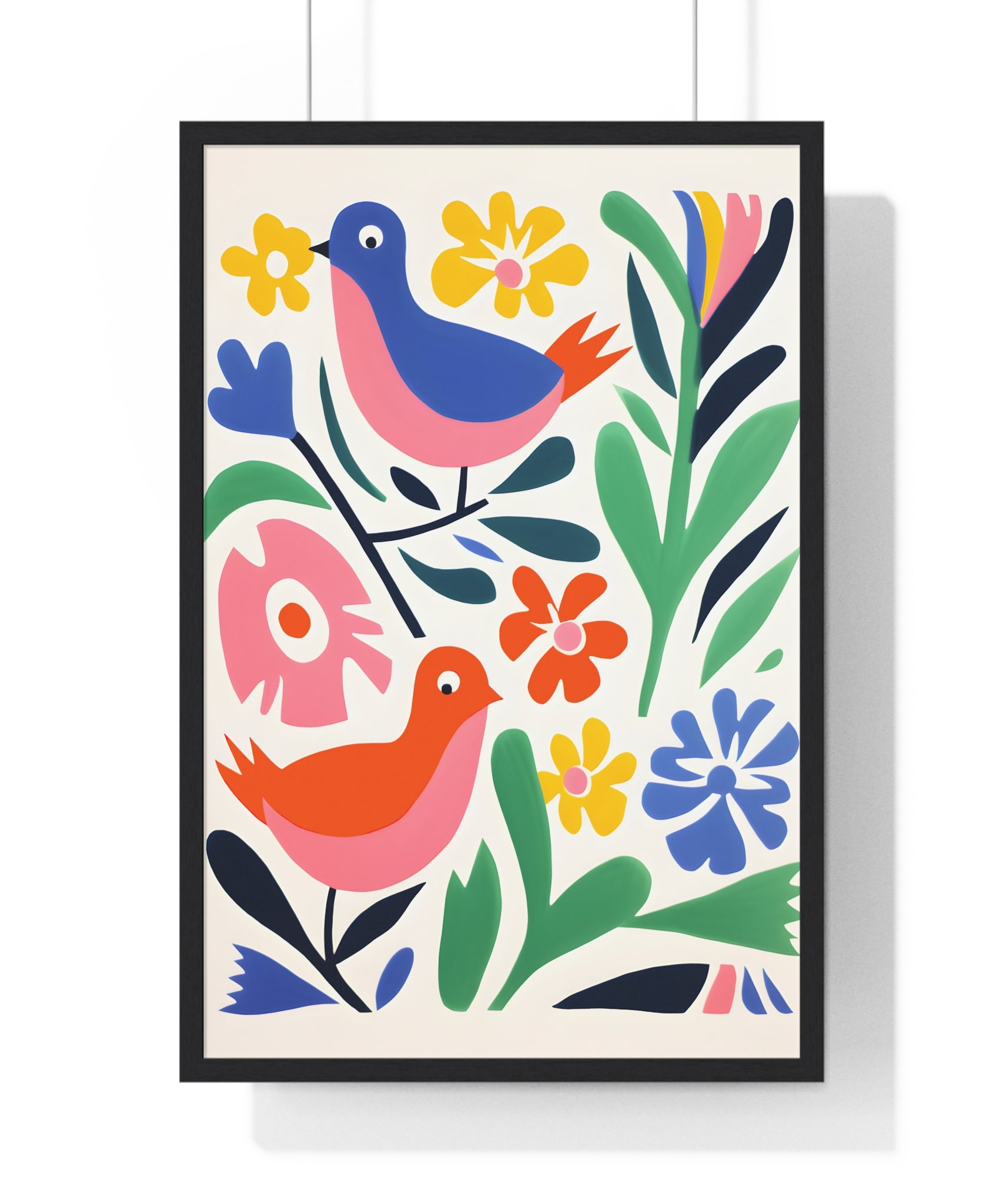 Vintage Bird & Floral Design – Wooden Frame Print | Gallory Hive