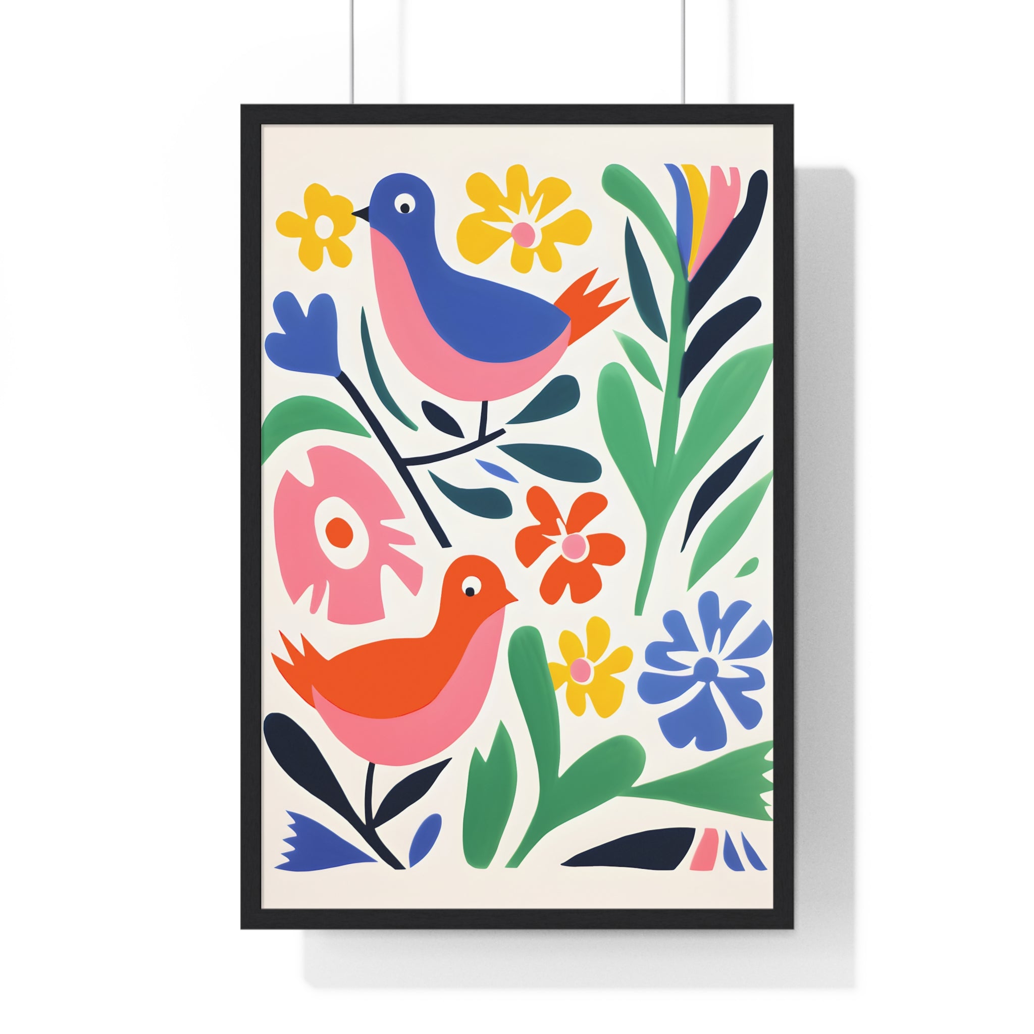 Vintage Bird & Floral Design – Wooden Frame Print | Gallory Hive