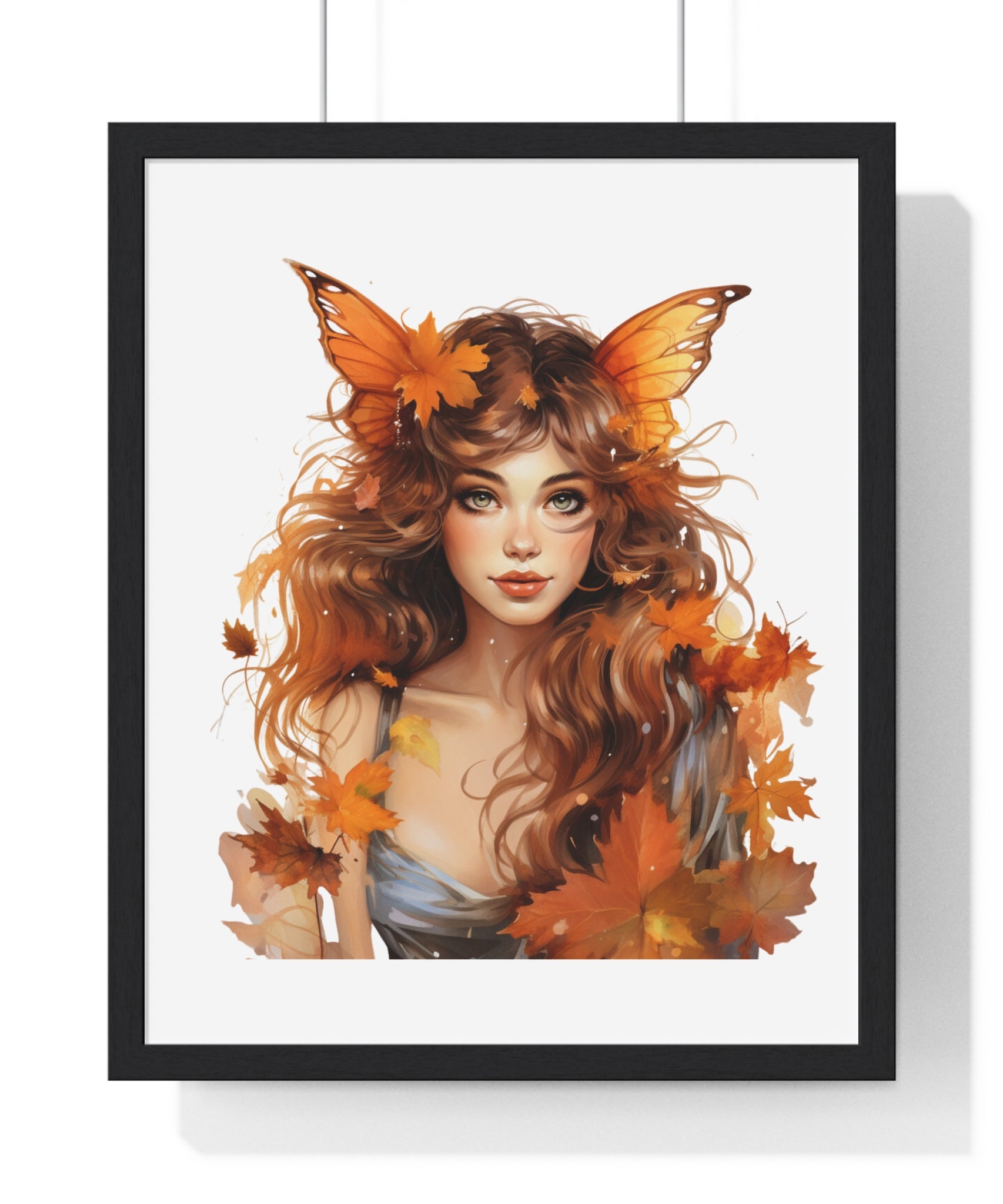Autumn Fairy Wall Art – Butterfly Muse with Leaf Crown