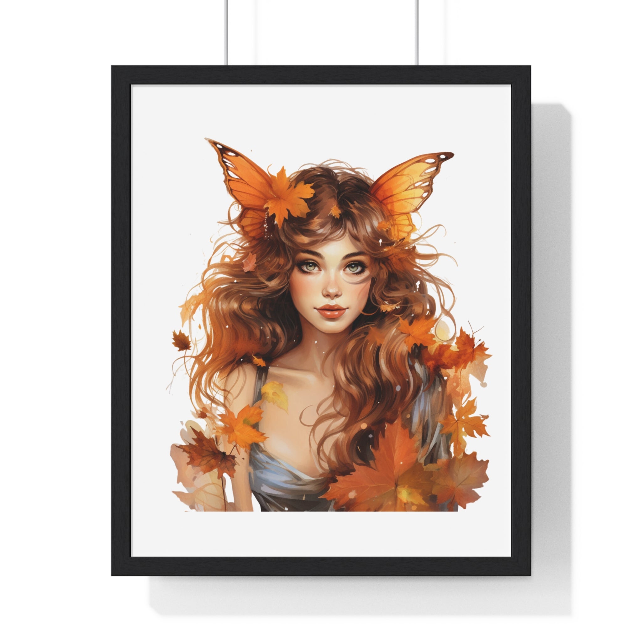 Autumn Fairy Wall Art – Butterfly Muse with Leaf Crown