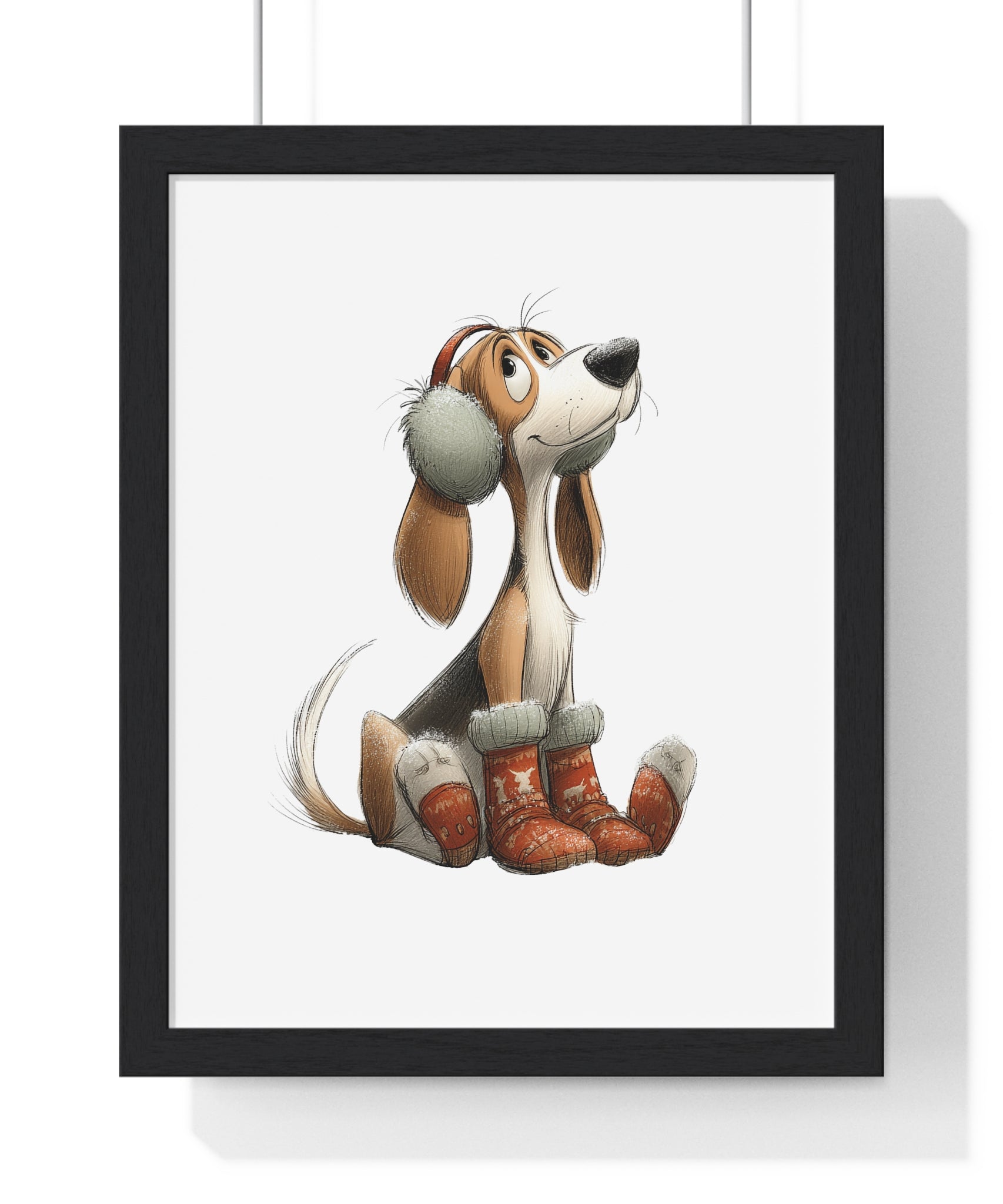 Cozy Winter Pup with Earmuffs – Wooden Wall Frame Home Decor
