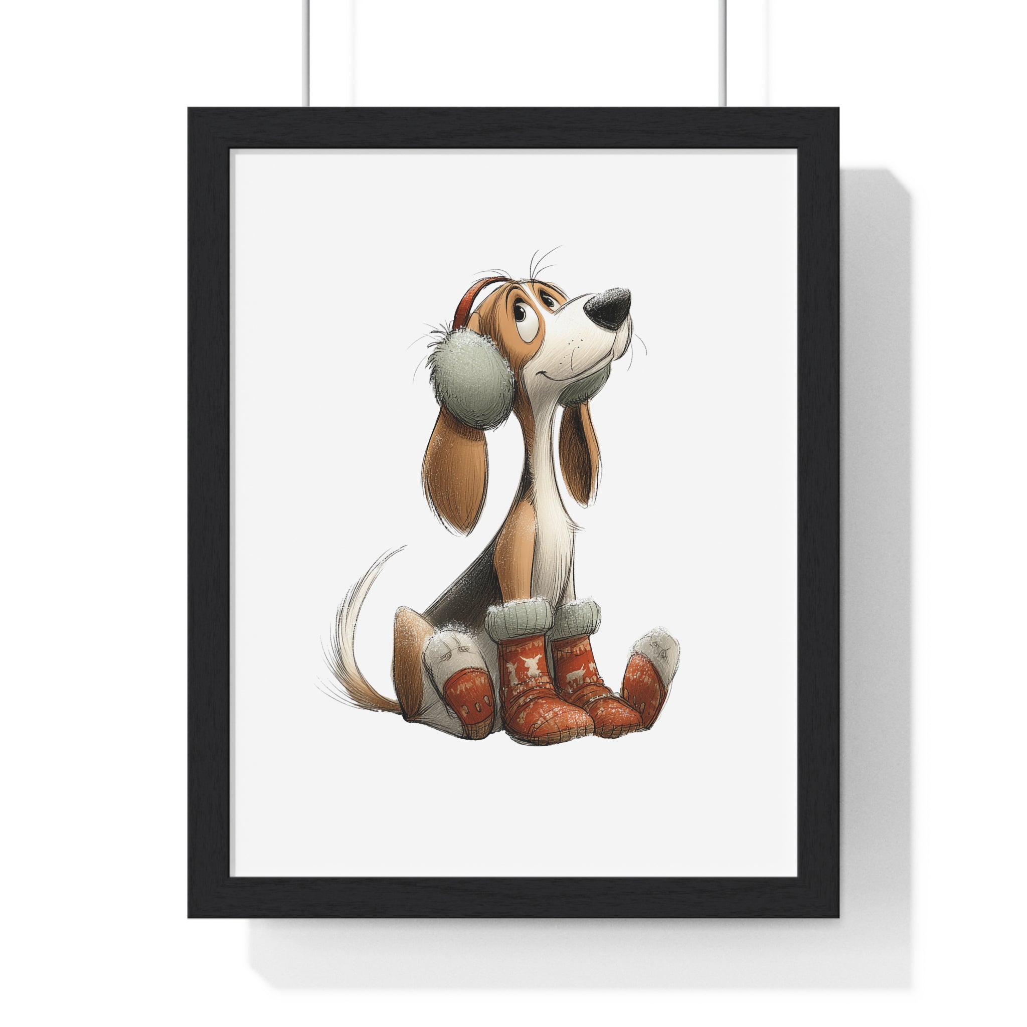 Cozy Winter Pup with Earmuffs – Wooden Wall Frame Home Decor