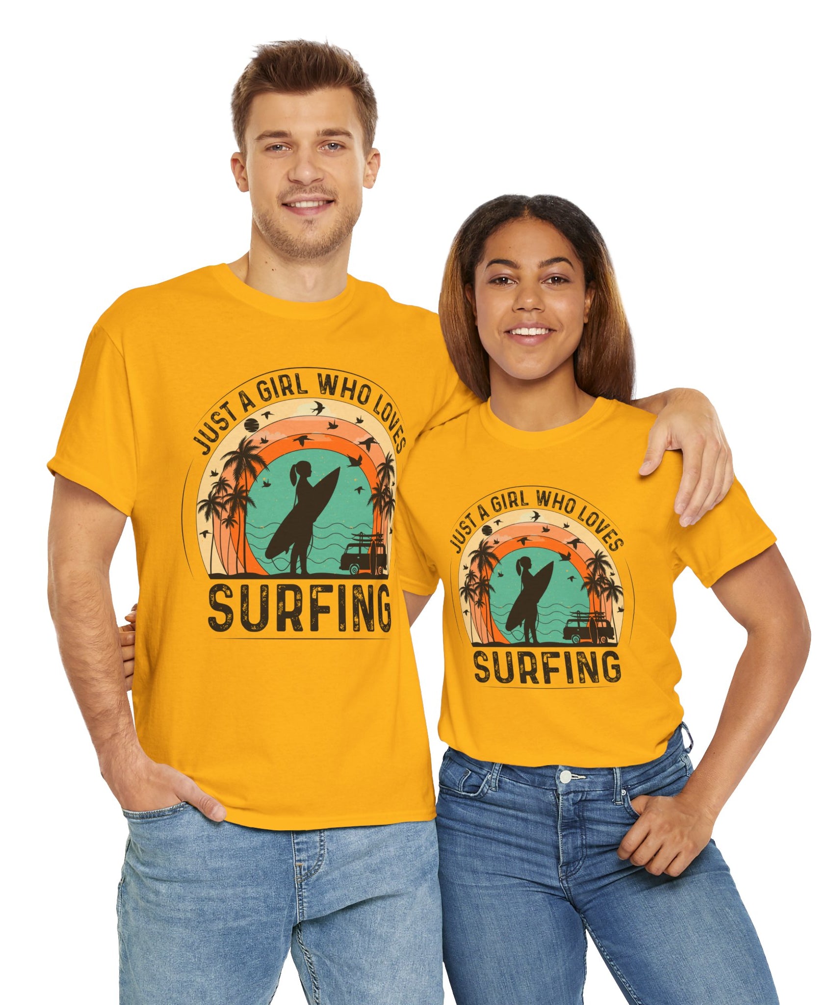 Beach Girl Surfing Retro Tee