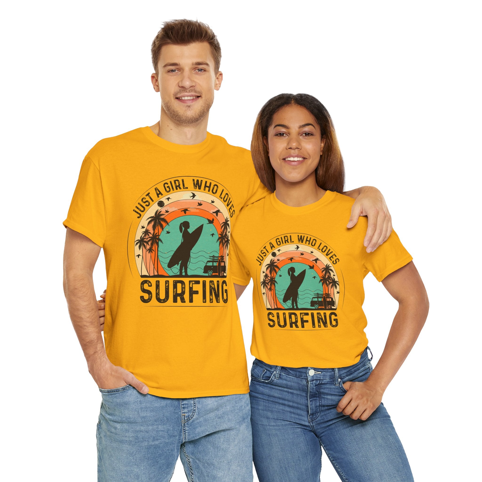Beach Girl Surfing Retro Tee