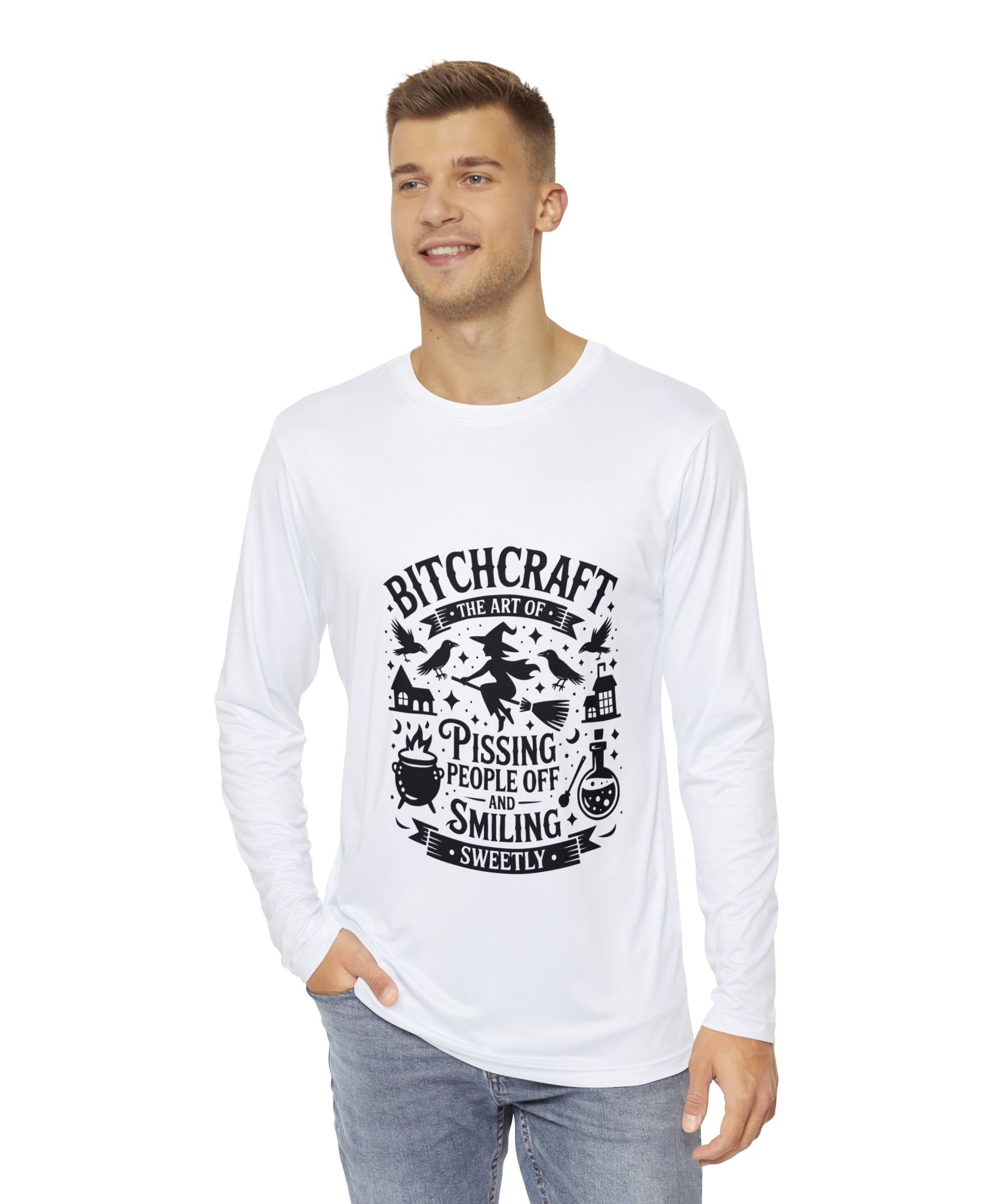 Men's Long Sleeve Shirt - Bitchcraft Design, Perfect for Witchy Vibes, Occult Lovers, Casual Wear, Halloween, Gifts