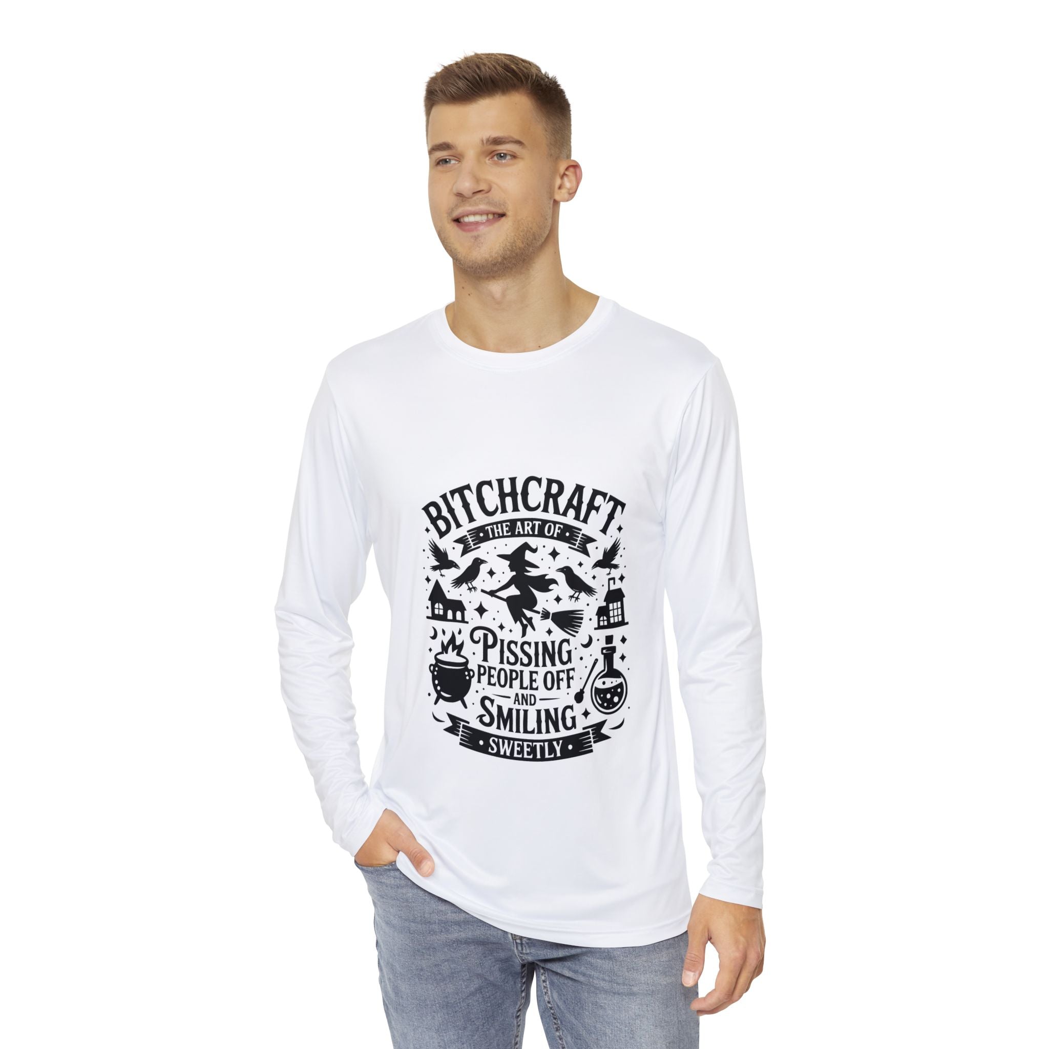 Men's Long Sleeve Shirt - Bitchcraft Design, Perfect for Witchy Vibes, Occult Lovers, Casual Wear, Halloween, Gifts