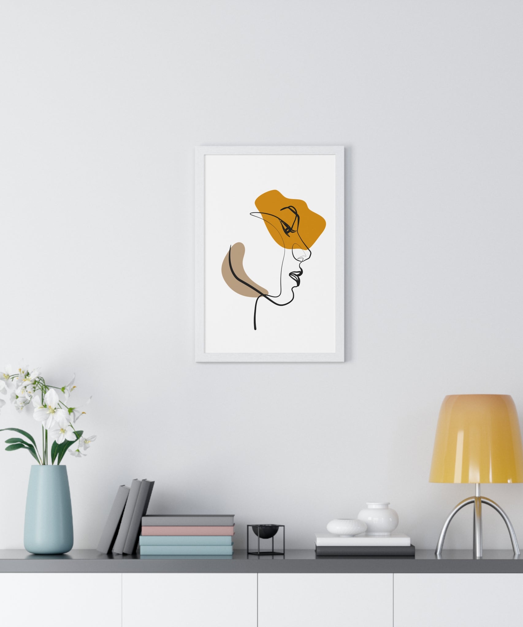 Abstract Profile Line Art – Framed Face Print