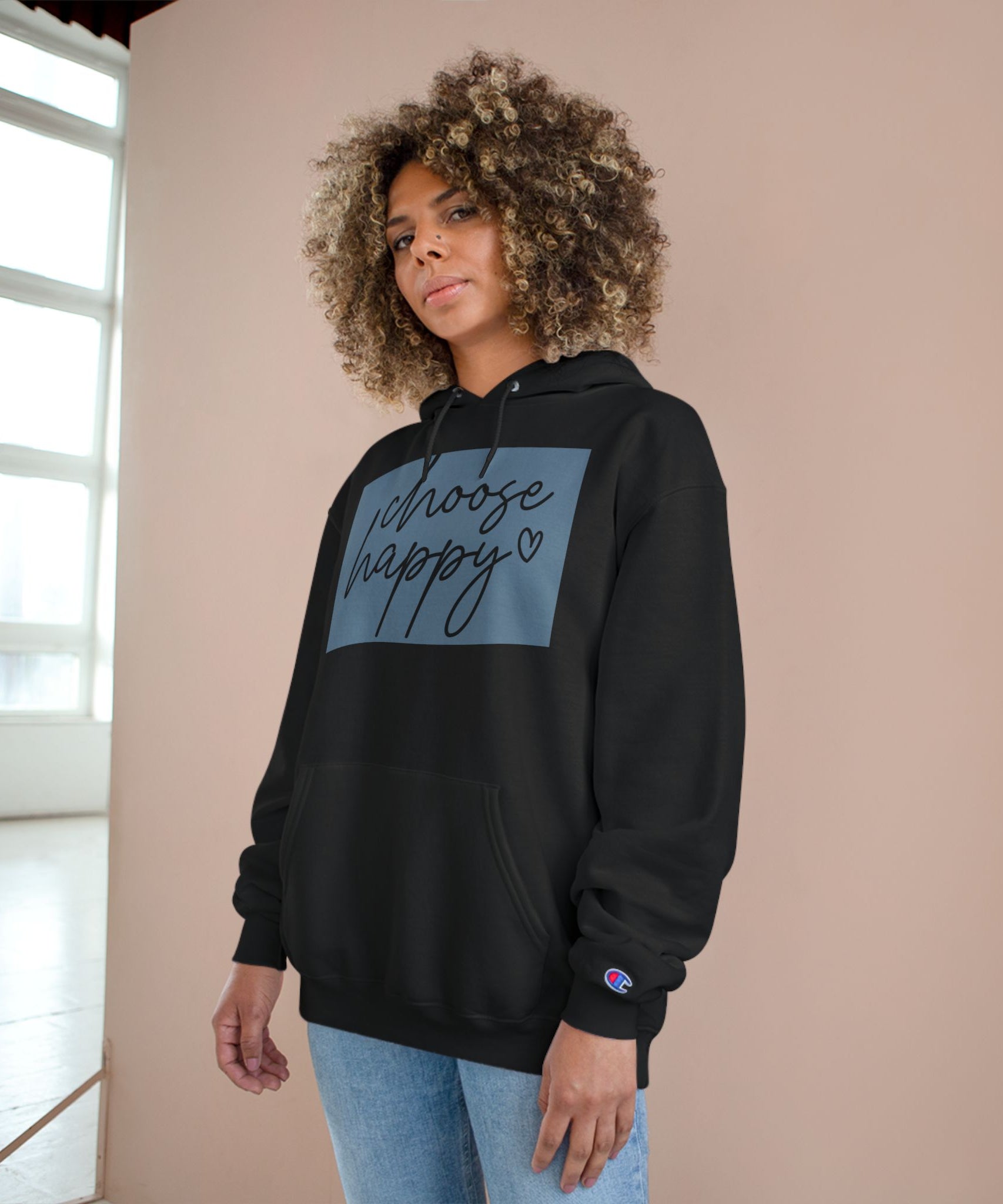 Unisex Hoodie – Choose Happy Minimalist Print
