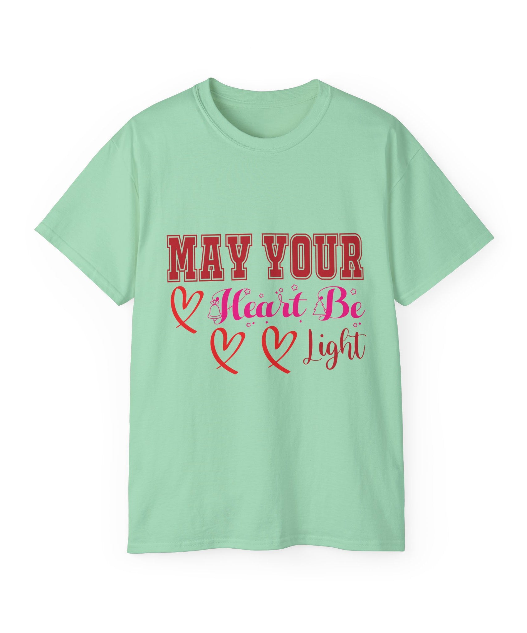 May Your Heart Be Light Christmas T-Shirt | Gallory Hive