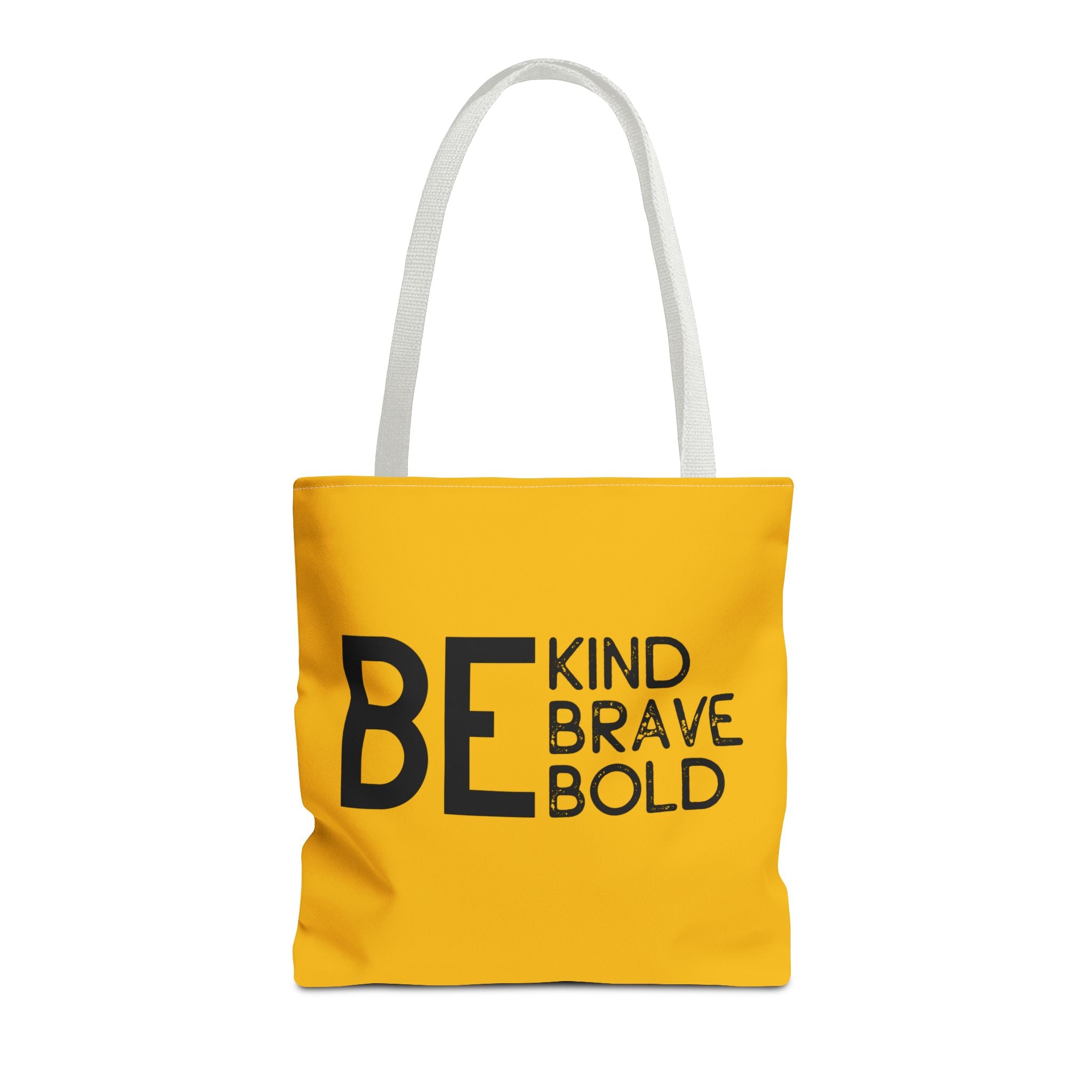 Inspirational Tote Bag - Be Kind Brave Bold - Eco-Friendly Carryall - Yellow