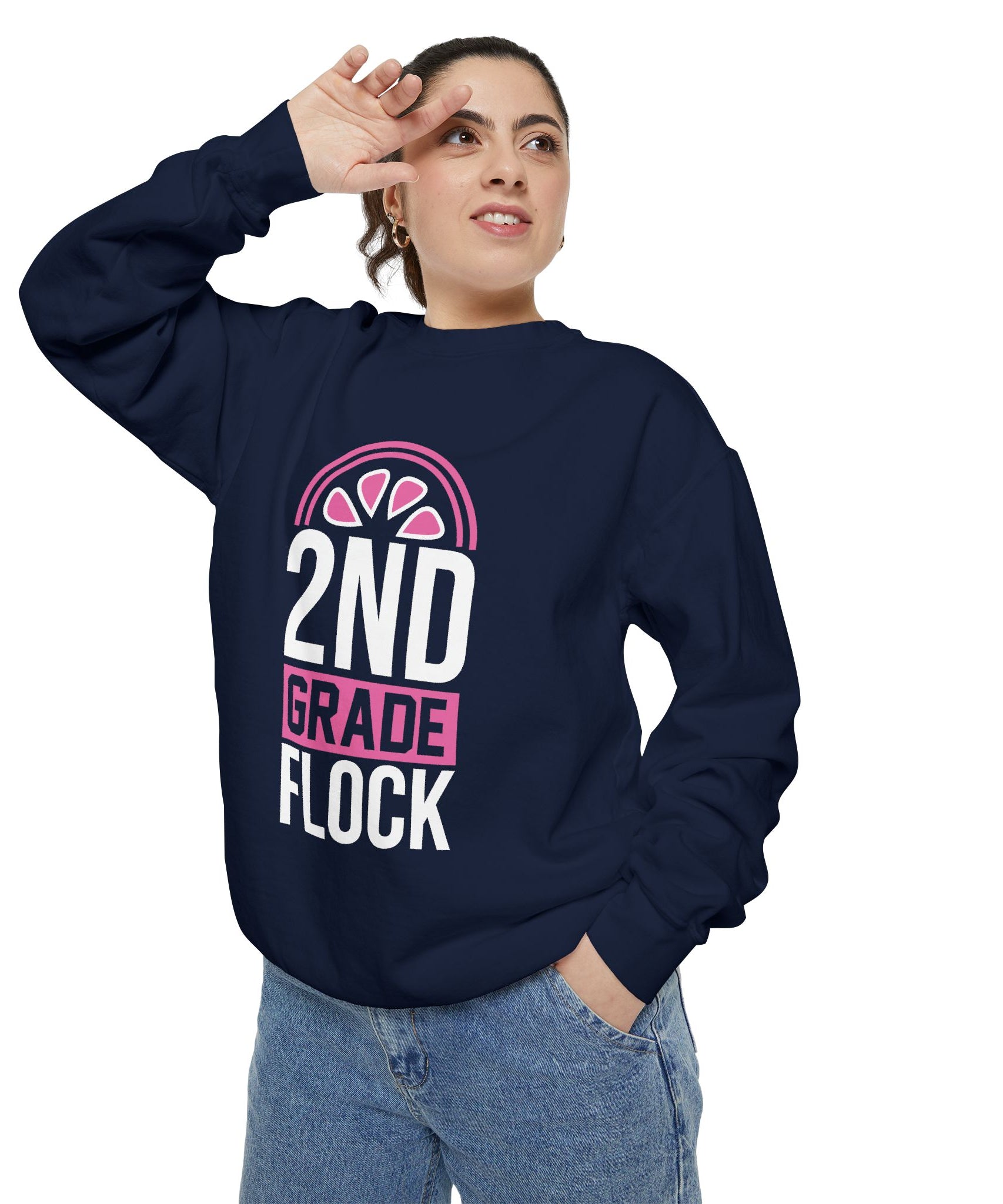 Unisex 2nd Grade Flock Sweatshirt | Perfect for Teachers, Back to School, Classroom, Gift for Kids, Cozy Style