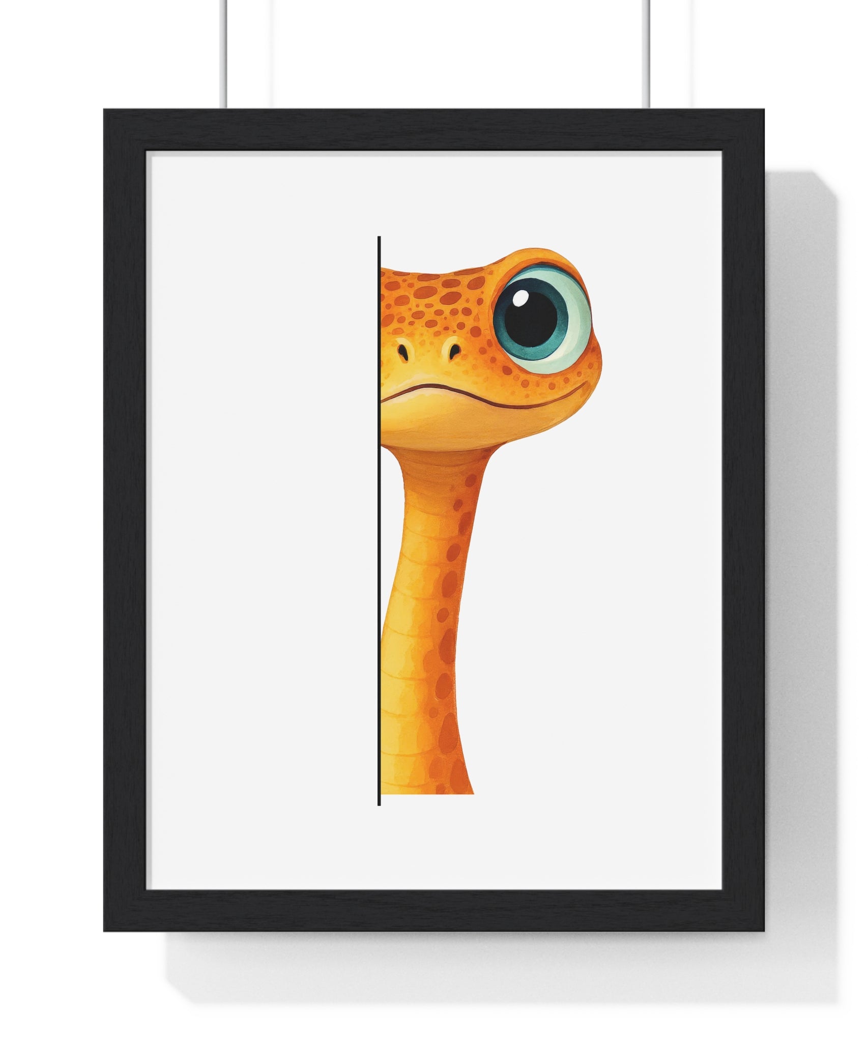 Wooden Frame Wall Decor with Cute Gecko Print