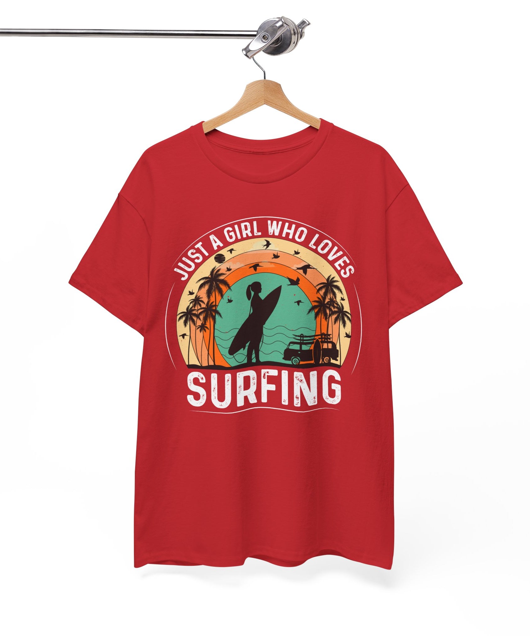 Beach Girl Surfing Retro Tee