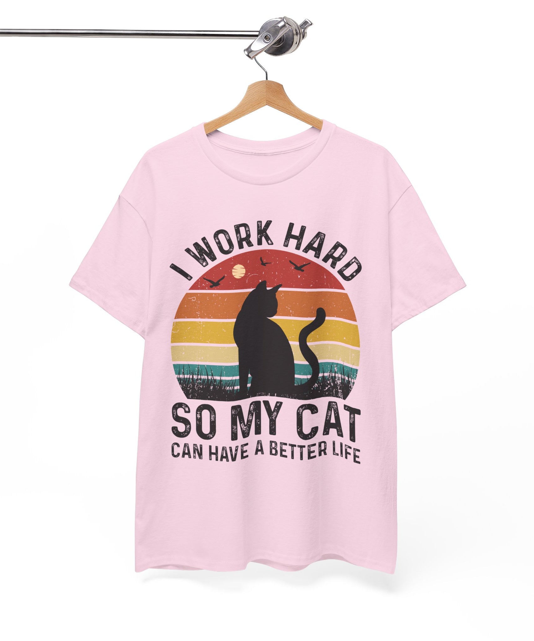 Retro Cat Lover Tee - Work Hard for My Pet