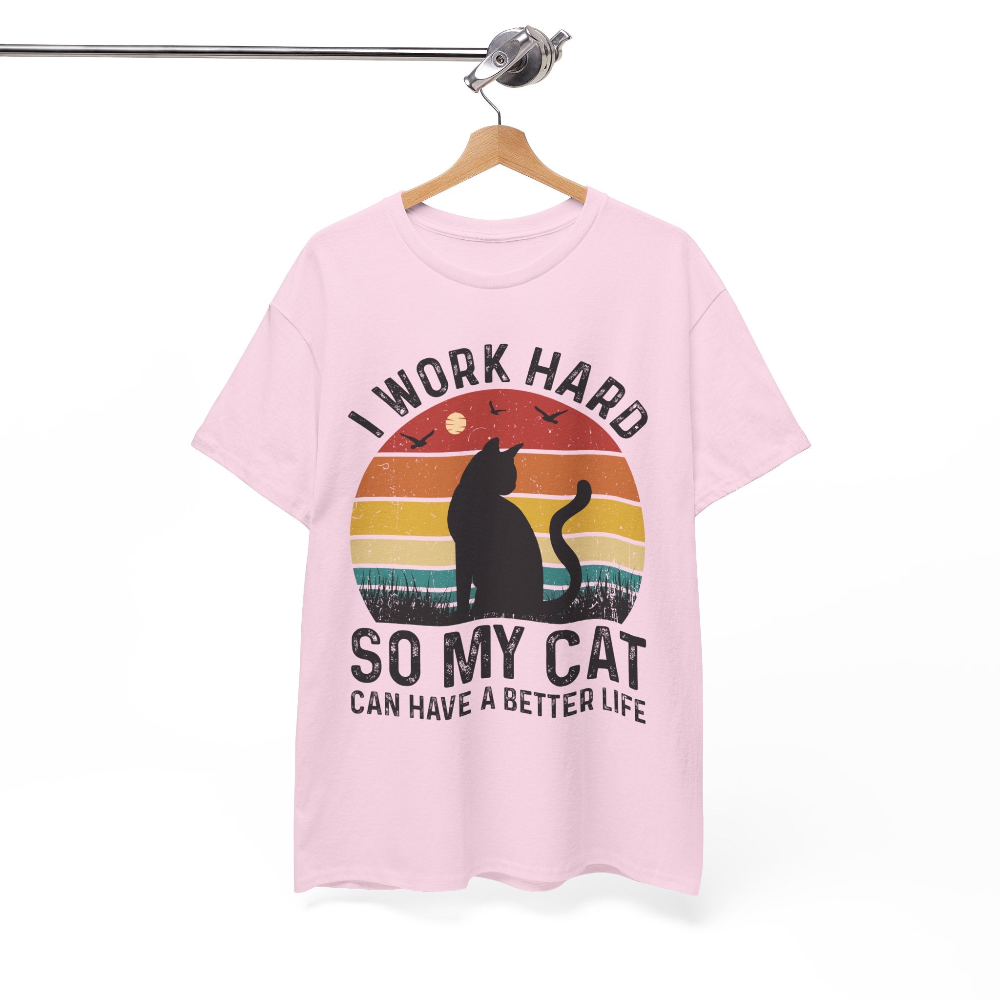 Retro Cat Lover Tee - Work Hard for My Pet