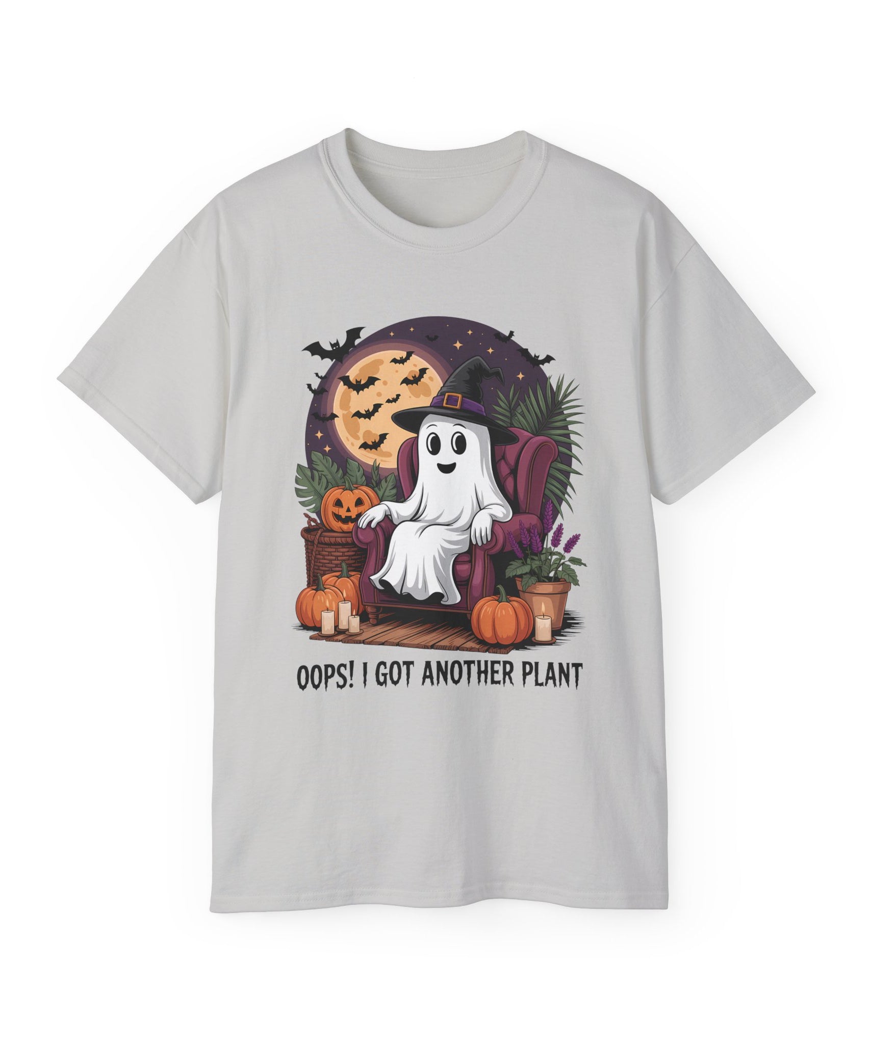 Halloween Plant Ghost Tee - Spooky Witch Design