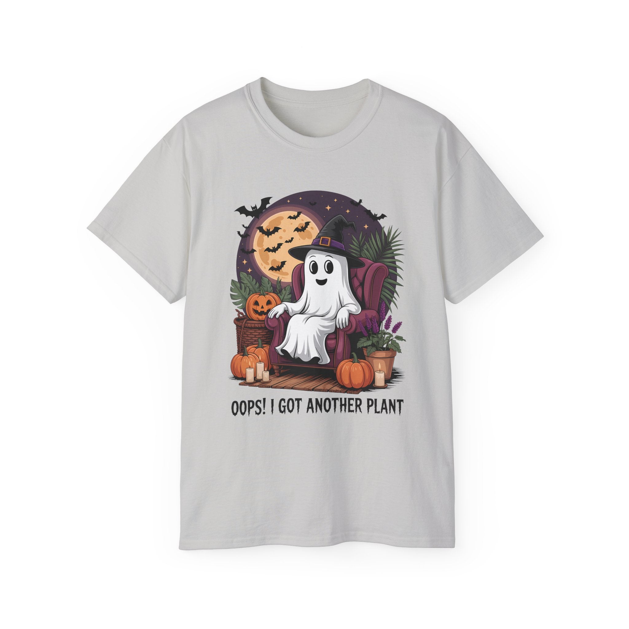 Halloween Plant Ghost Tee - Spooky Witch Design