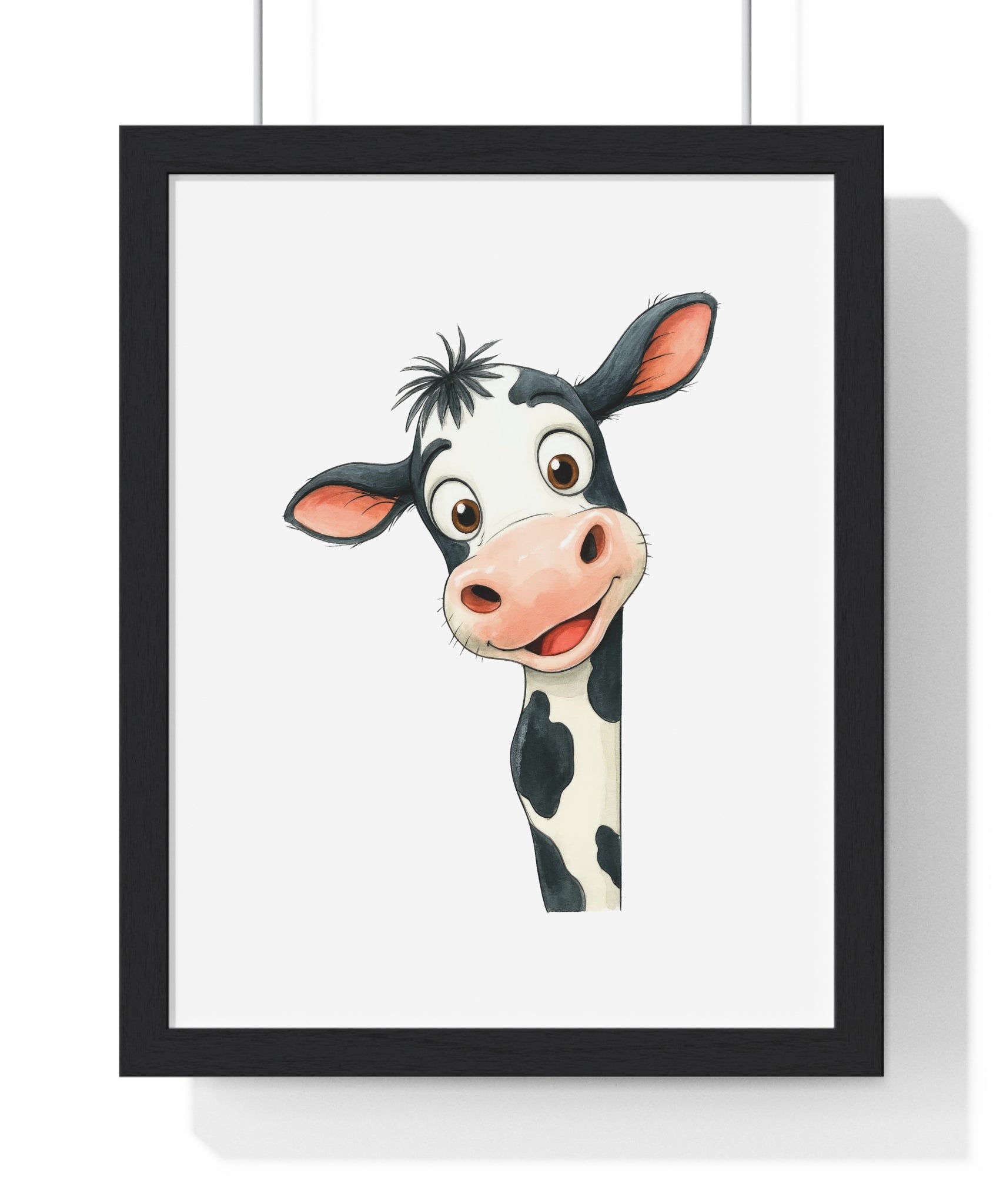 Happy Moo-d Wooden Wall Frame – Playful Cow Art for Farmhouse Charm & Kids' Spaces