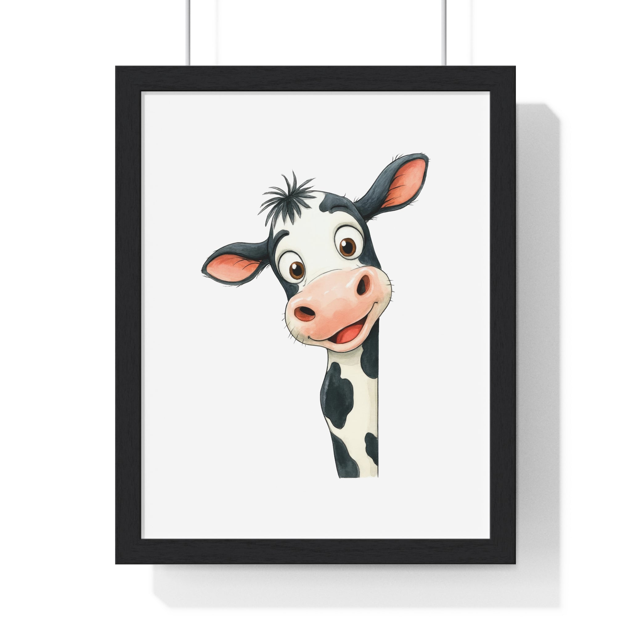 Happy Moo-d Wooden Wall Frame – Playful Cow Art for Farmhouse Charm & Kids' Spaces