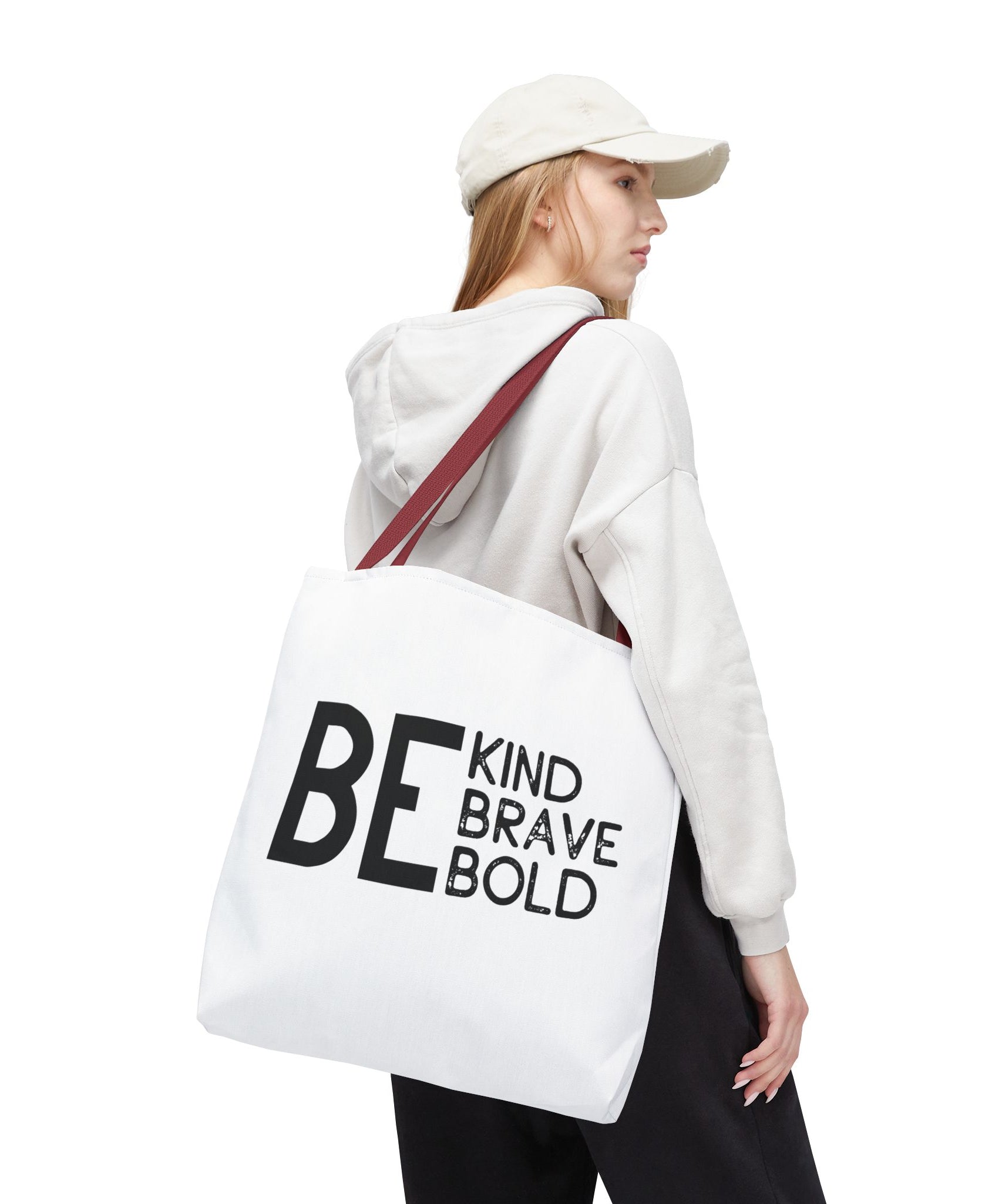 Inspirational Tote Bag - Be Kind Brave Bold - Eco-Friendly Carryall