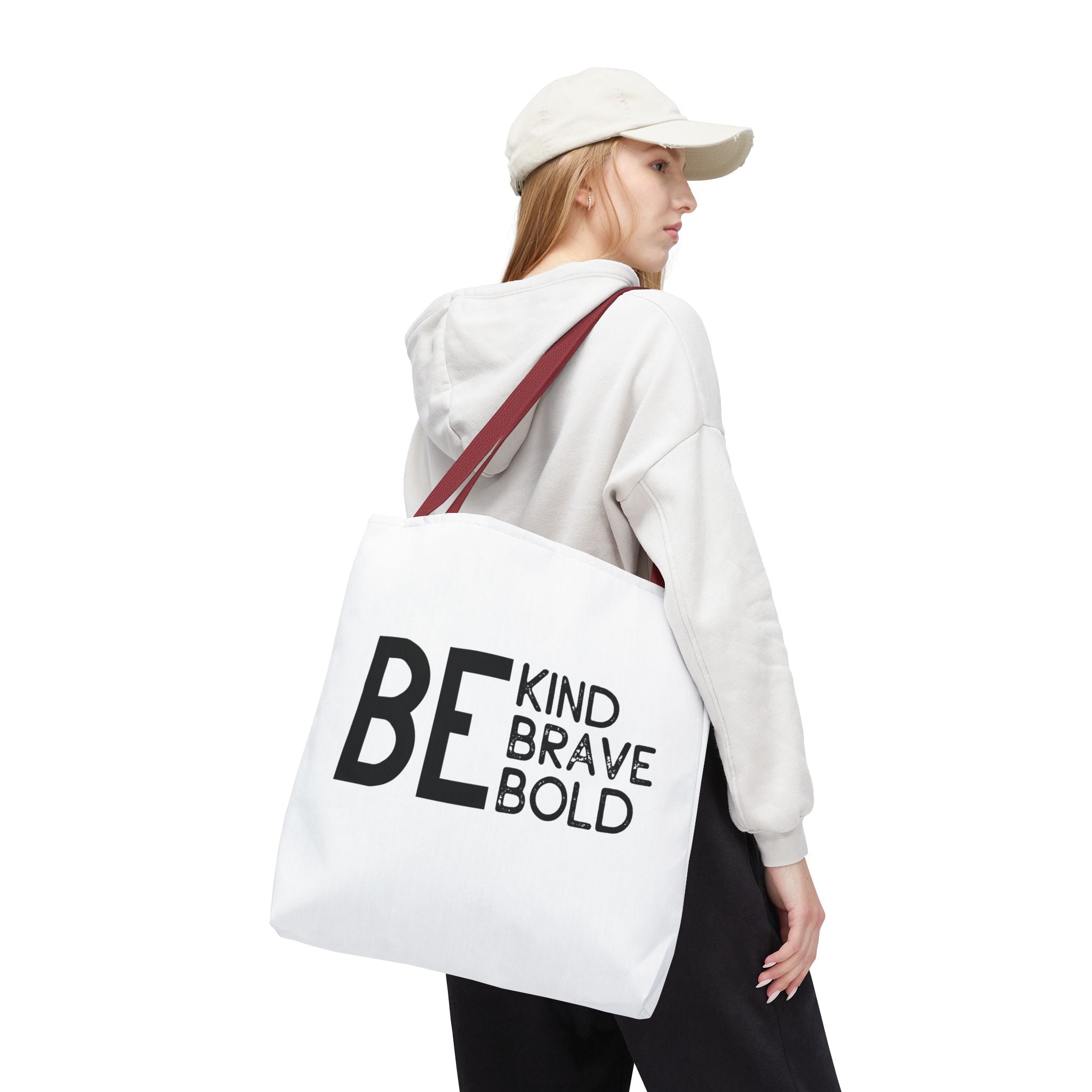 Inspirational Tote Bag - Be Kind Brave Bold - Eco-Friendly Carryall
