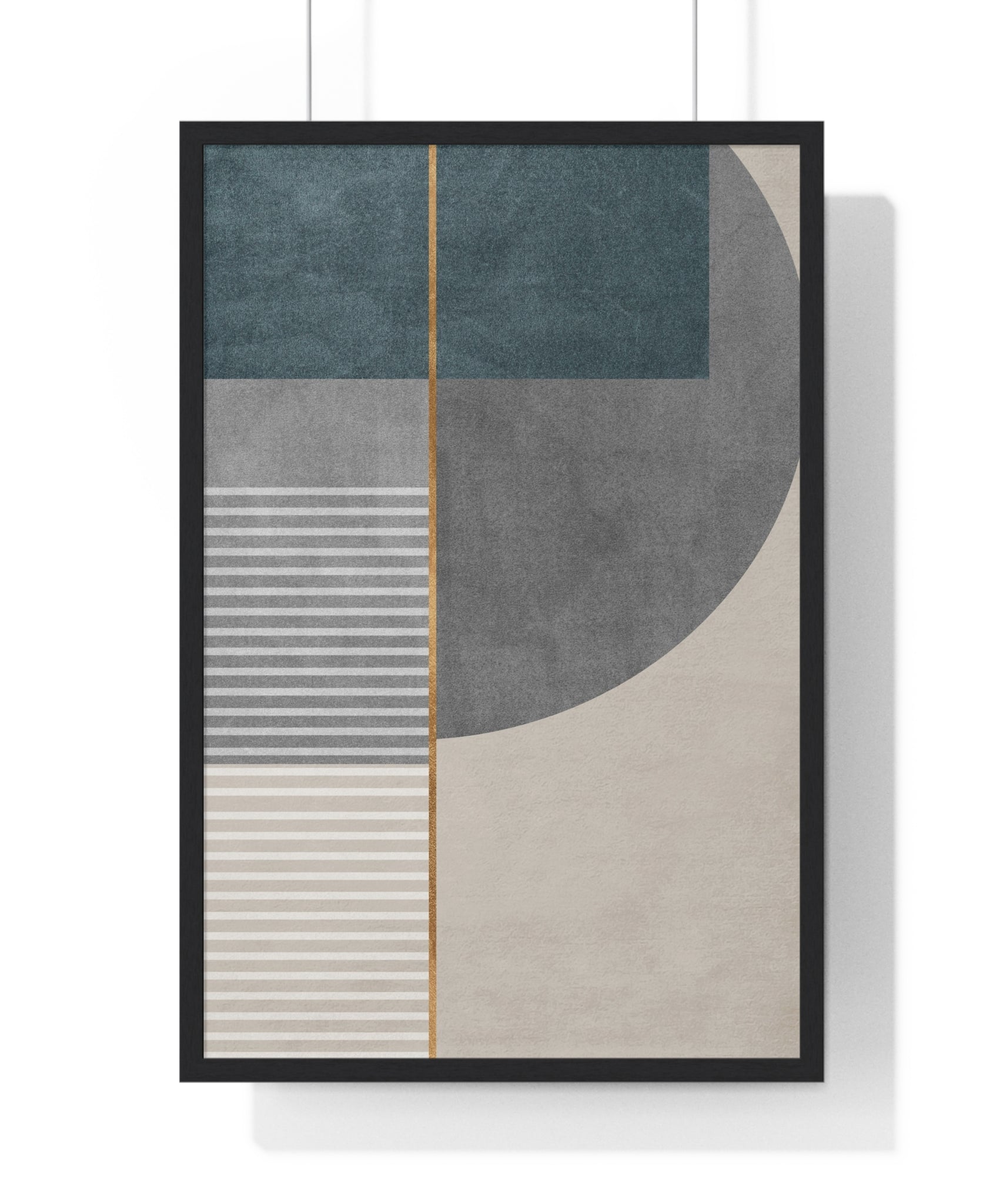 Premium Wooden Framed Poster - Geometric Leaf Abstract Design
