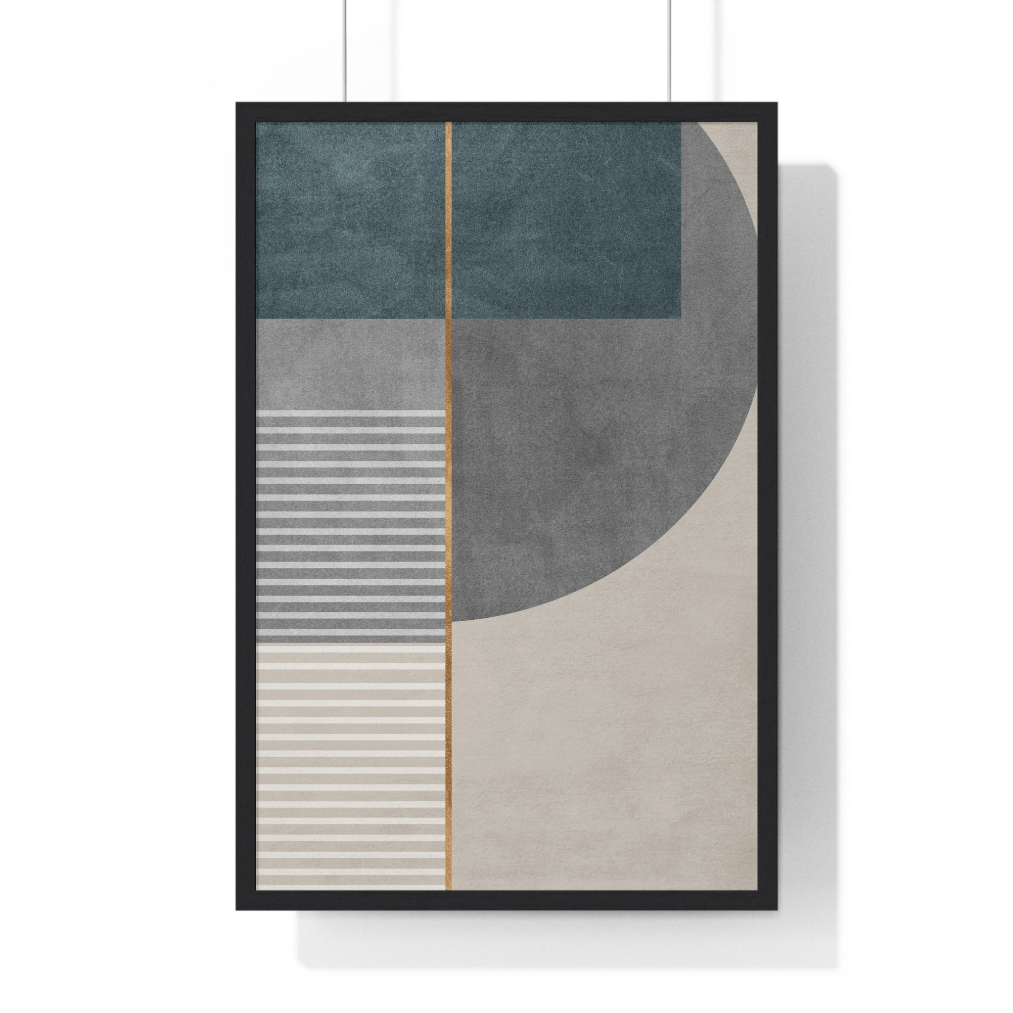 Premium Wooden Framed Poster - Geometric Leaf Abstract Design