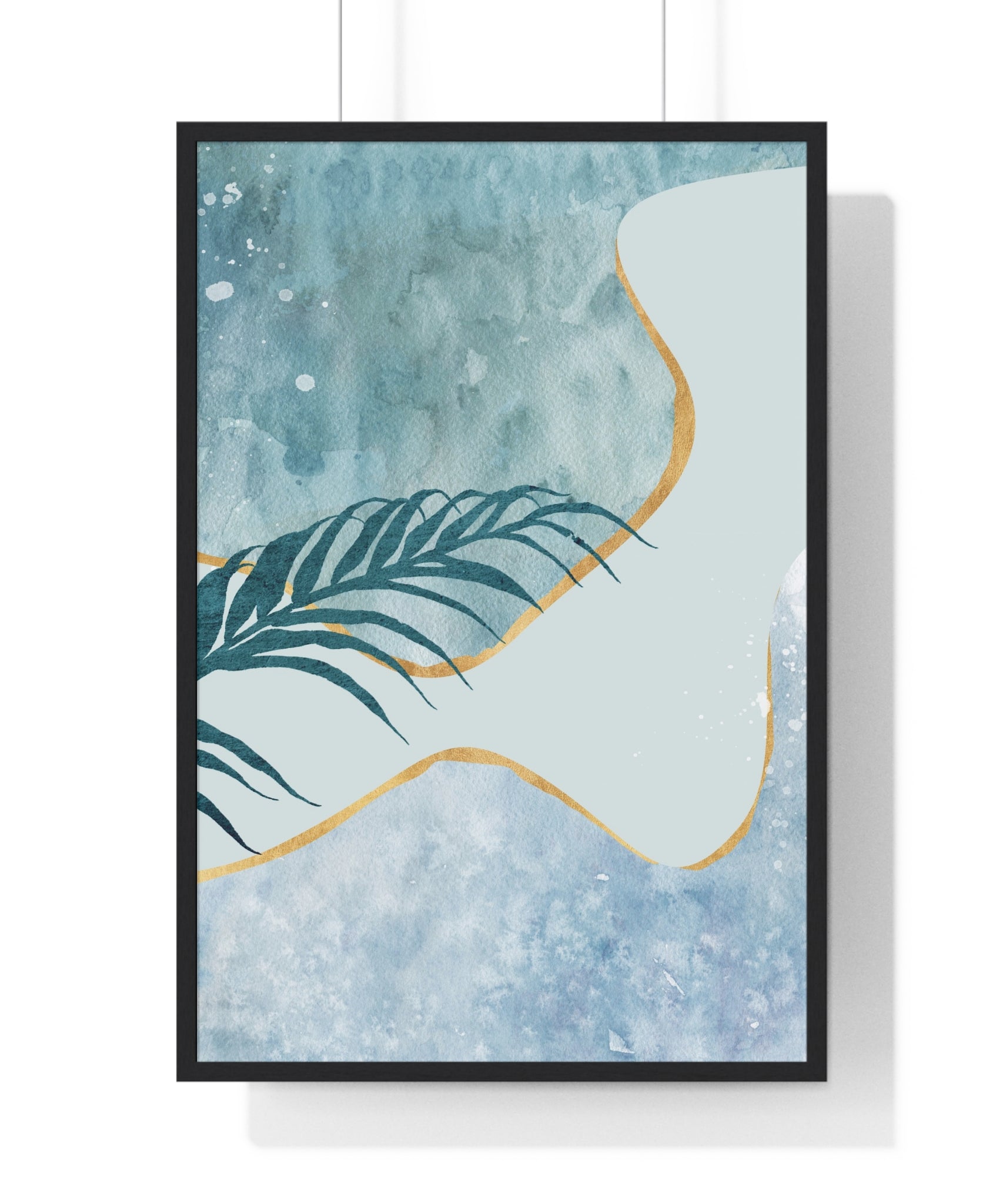 Abstract Leaf Prints on Wooden Frame – Modern Wall Art | Gallory Hive