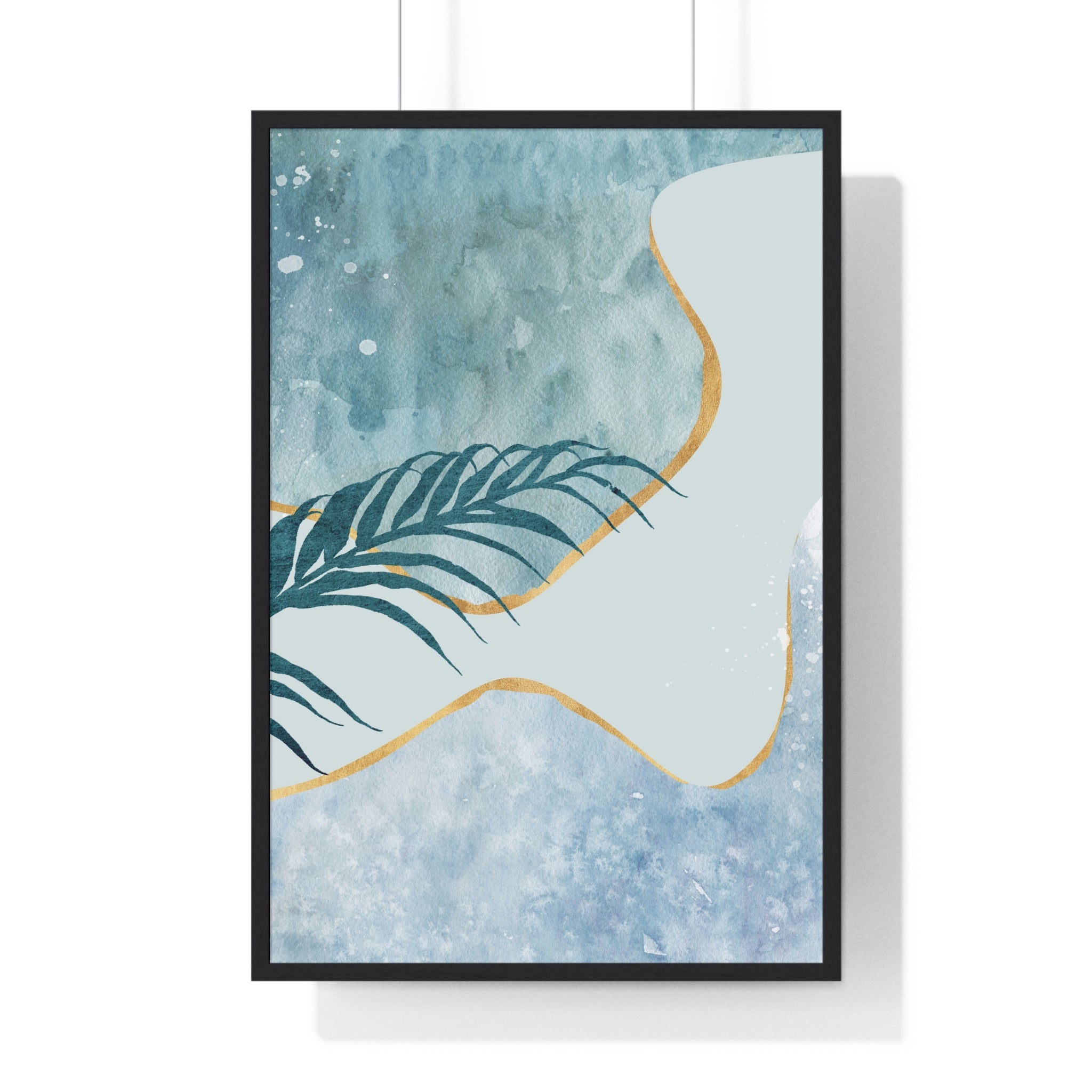 Abstract Leaf Prints on Wooden Frame – Modern Wall Art | Gallory Hive
