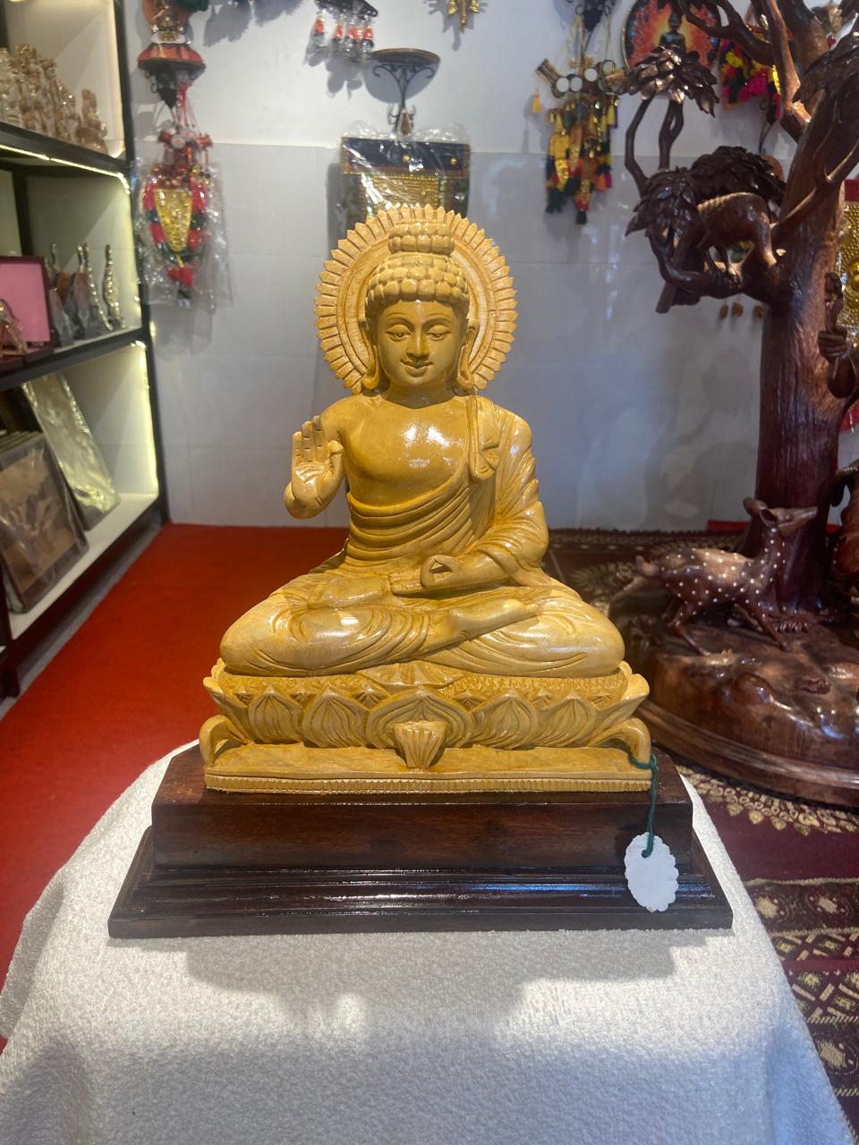 Handmade Sitting Lord Budha Wooden Sculpture | Gallory Hive