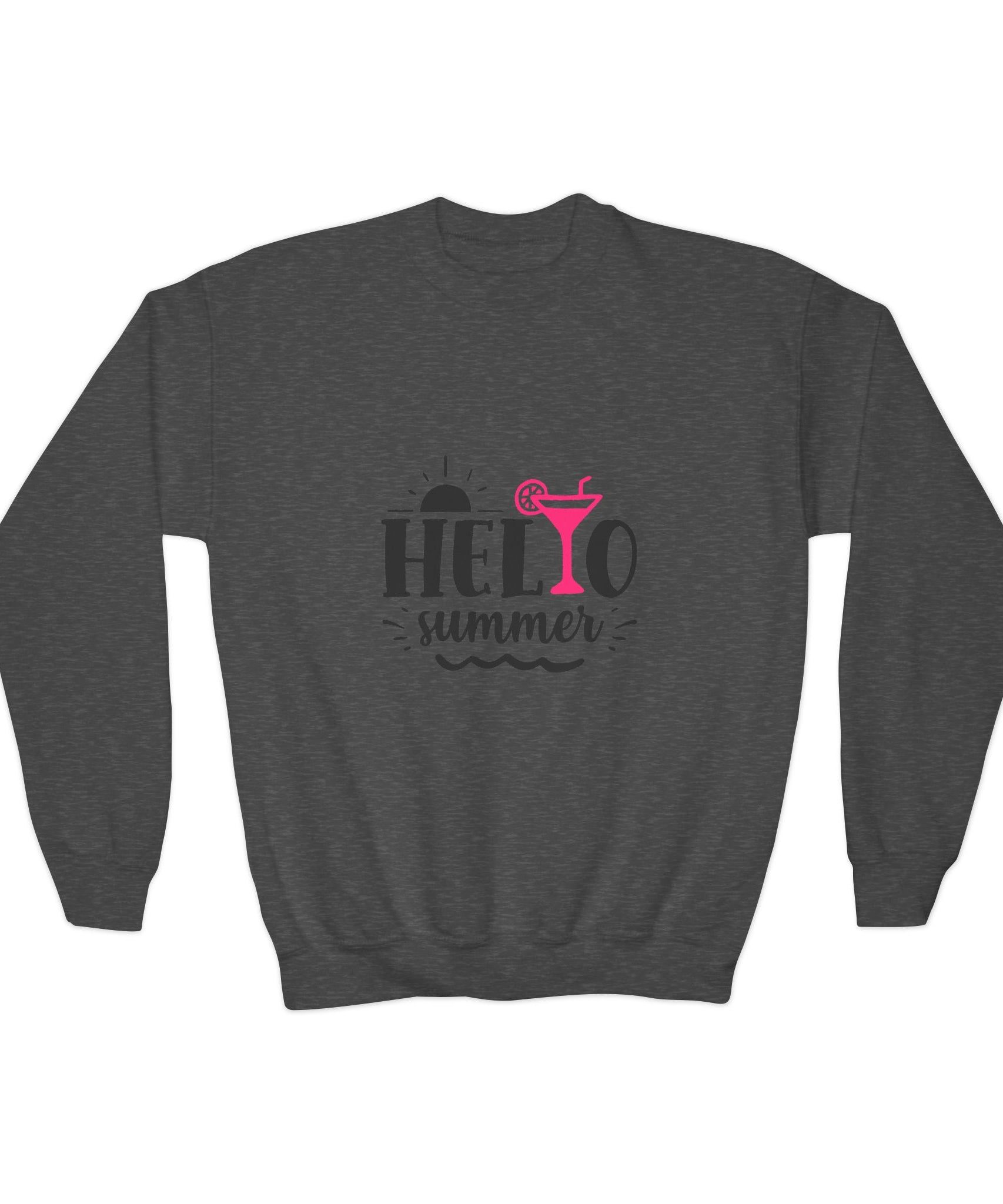 Hello Summer Youth Crewneck Sweatshirt - Fun Casual Wear for Kids - Gallory Hive