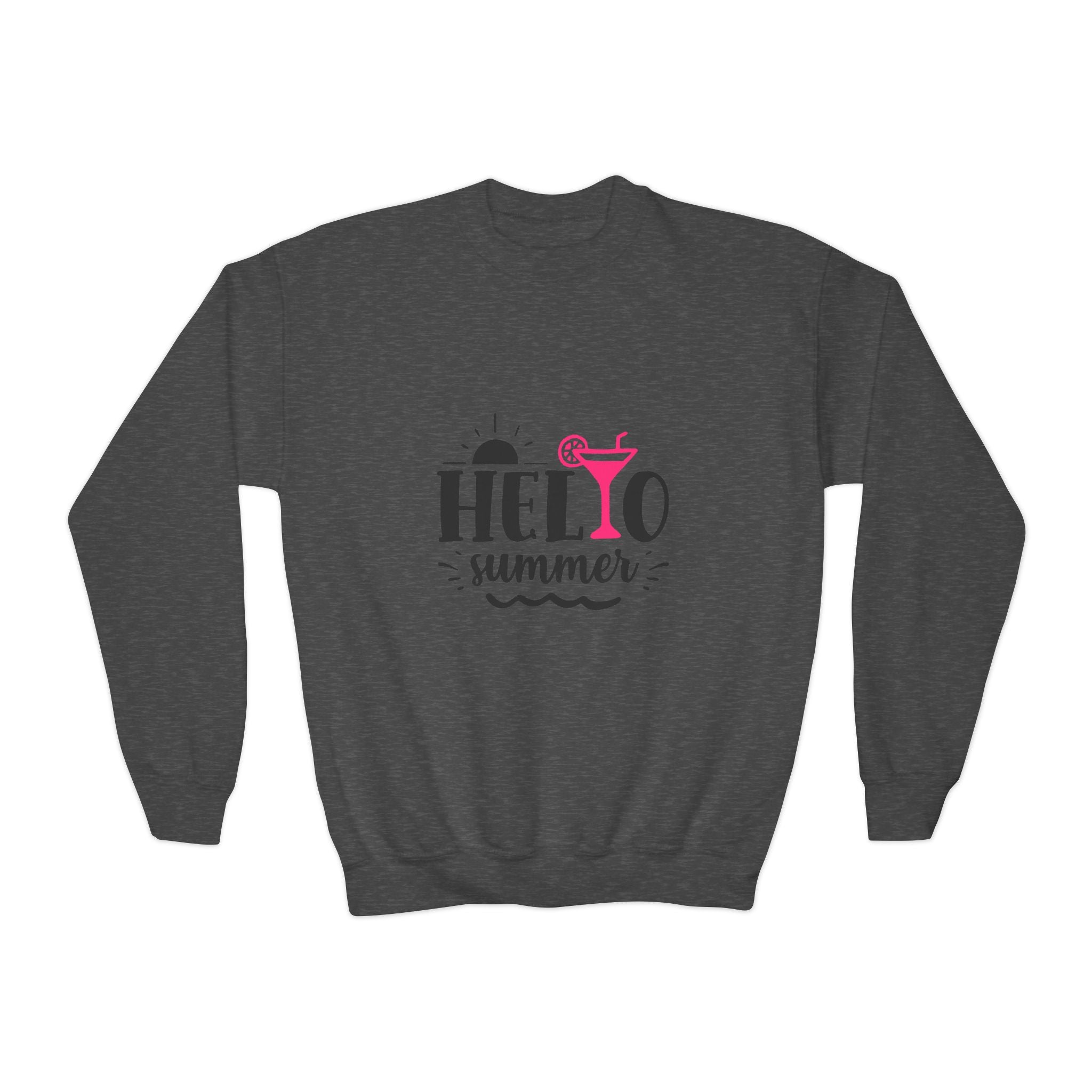 Hello Summer Youth Crewneck Sweatshirt - Fun Casual Wear for Kids - Gallory Hive