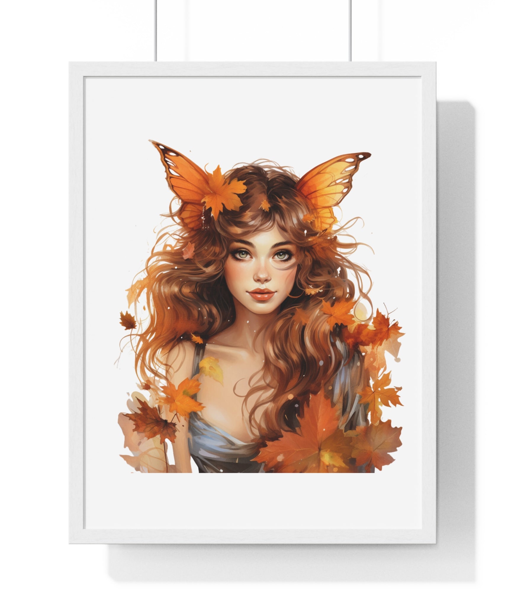 Autumn Fairy Wall Art – Butterfly Muse with Leaf Crown | Gallory Hive
