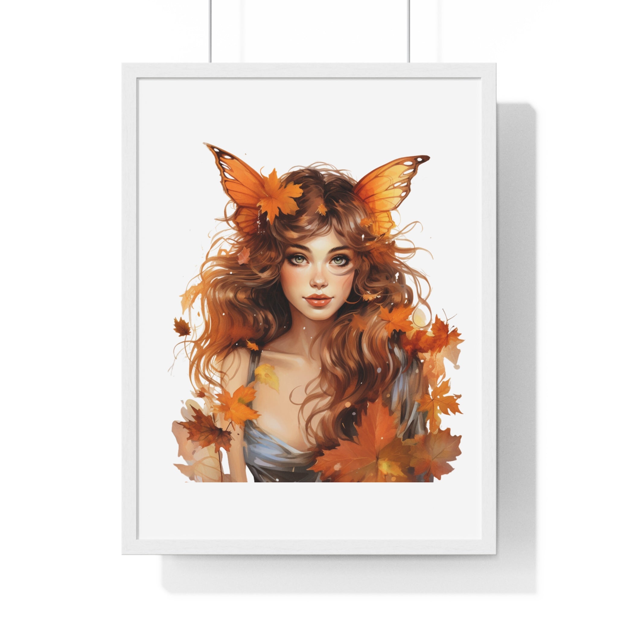 Autumn Fairy Wall Art – Butterfly Muse with Leaf Crown | Gallory Hive