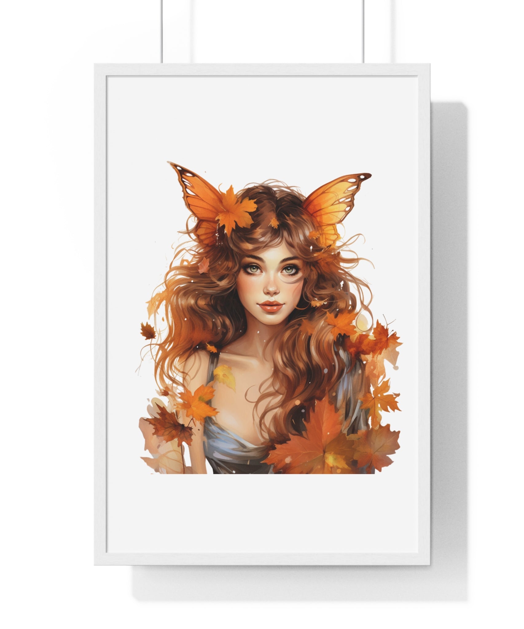 Autumn Fairy Wall Art – Butterfly Muse with Leaf Crown