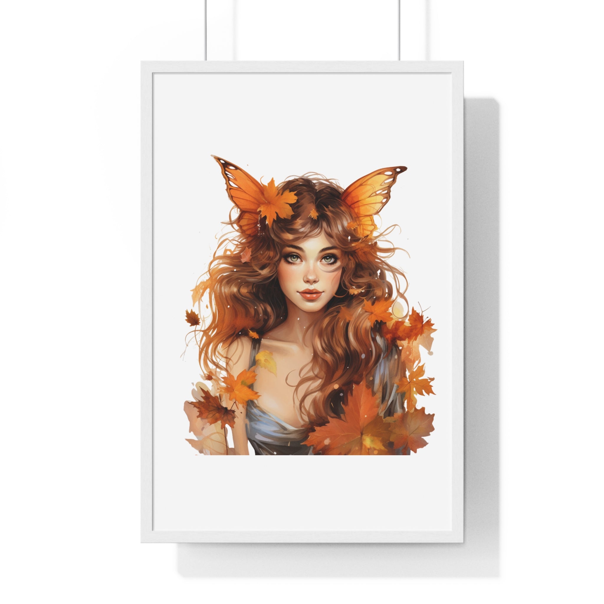 Autumn Fairy Wall Art – Butterfly Muse with Leaf Crown