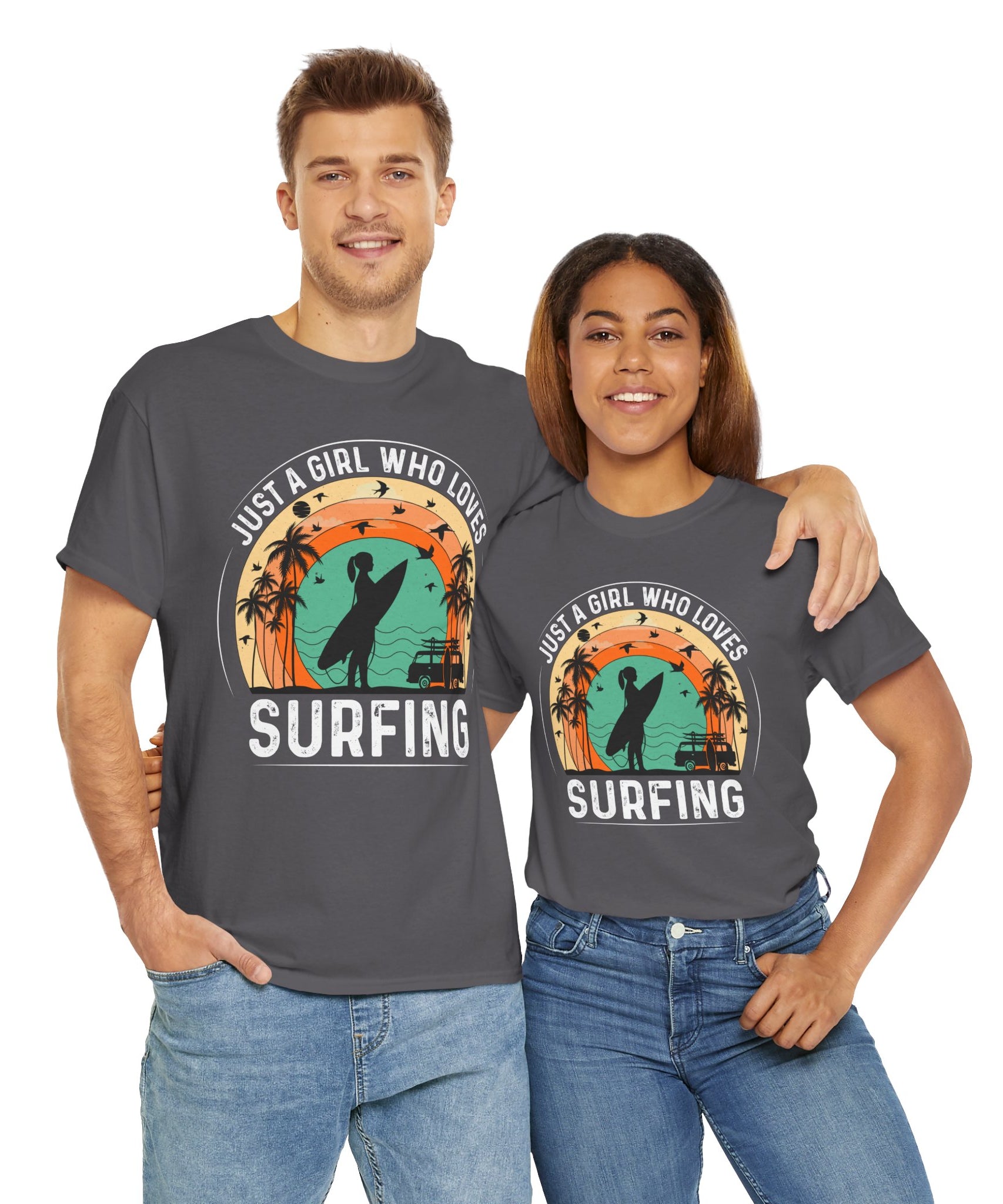 Beach Girl Surfing Retro Tee
