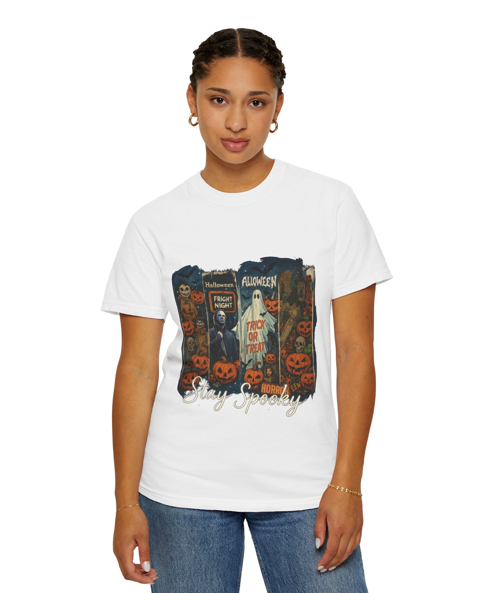 Stay Spooky Halloween Horror T-Shirt – Retro Slasher, Ghost, Pumpkins & Fright Night Design - Gallory Hive