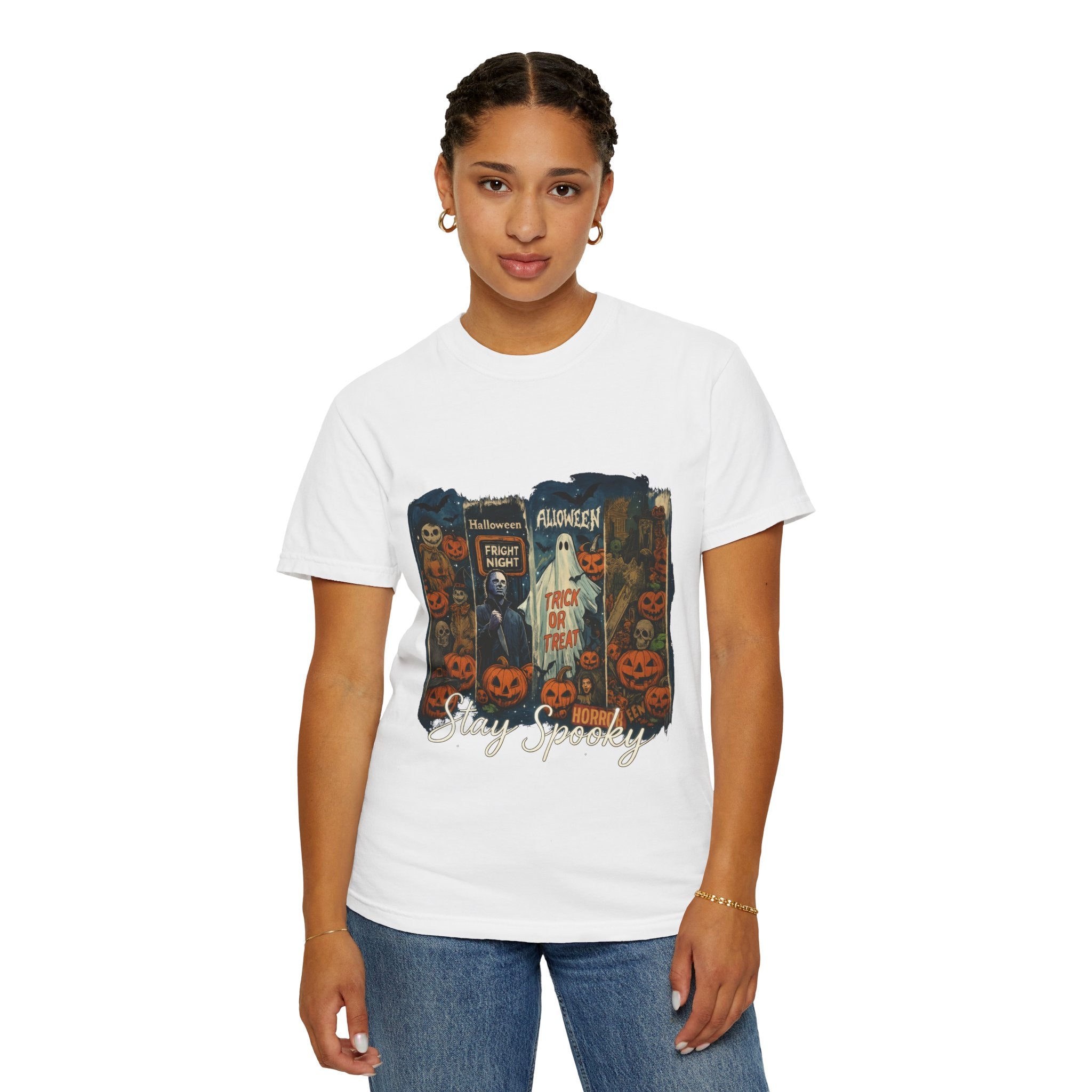 Stay Spooky Halloween Horror T-Shirt – Retro Slasher, Ghost, Pumpkins & Fright Night Design - Gallory Hive