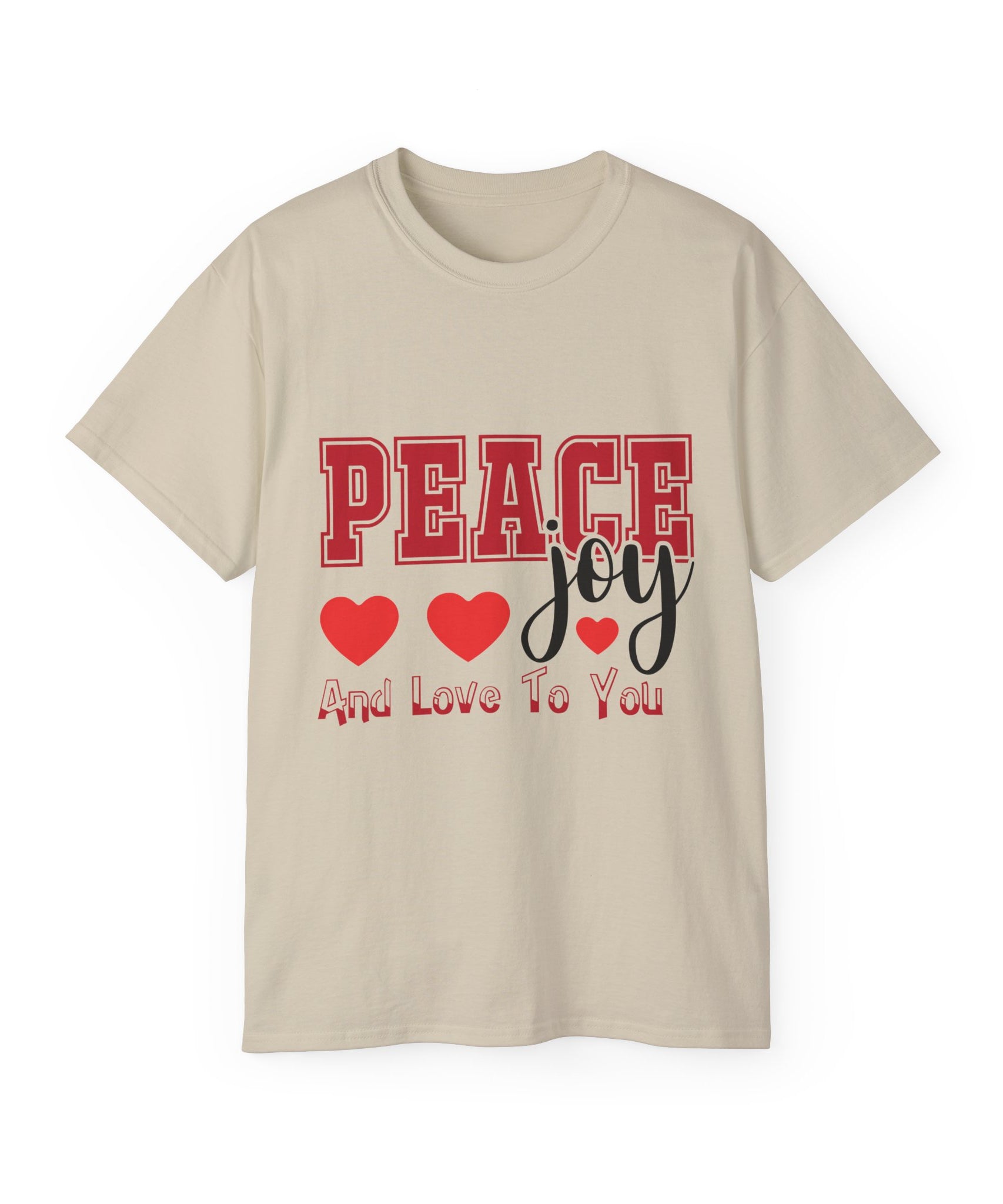 Peace, Joy & Love Retro Christmas T-Shirt | Gallory Hive
