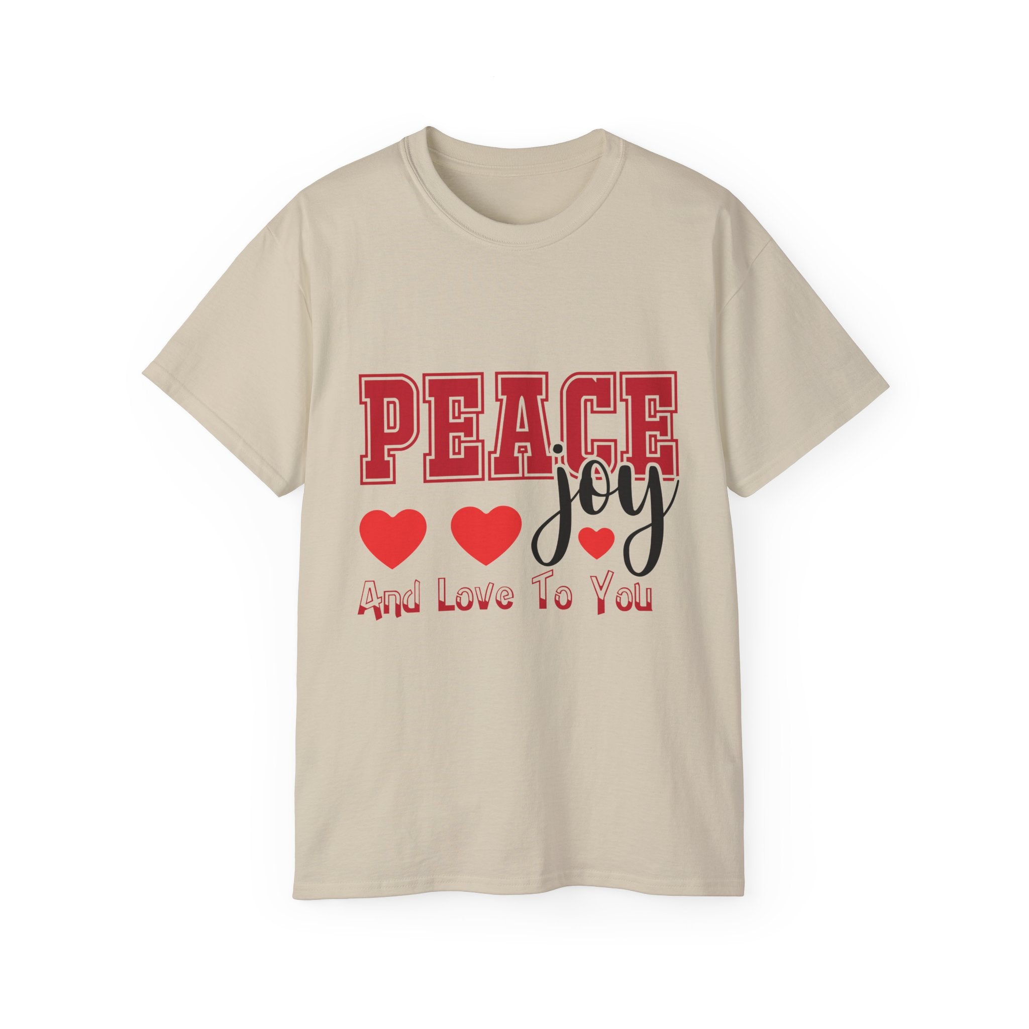 Peace, Joy & Love Retro Christmas T-Shirt | Gallory Hive