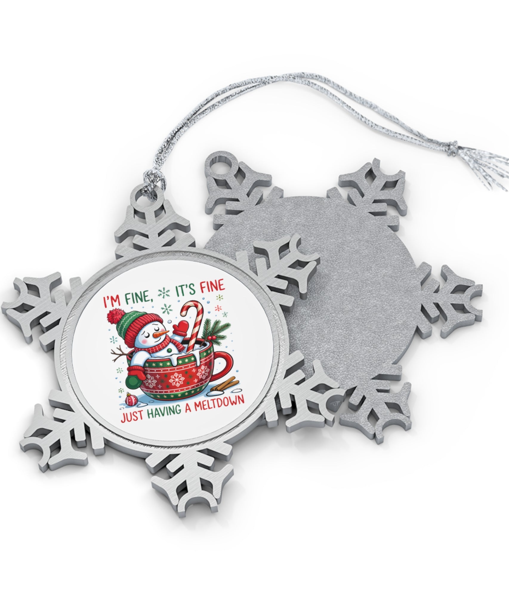 Snowman Christmas Pewter Snowflake Ornament | Gallory Hive