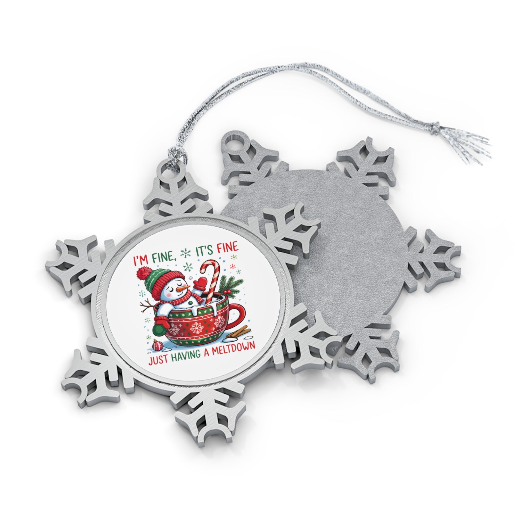 Snowman Christmas Pewter Snowflake Ornament | Gallory Hive