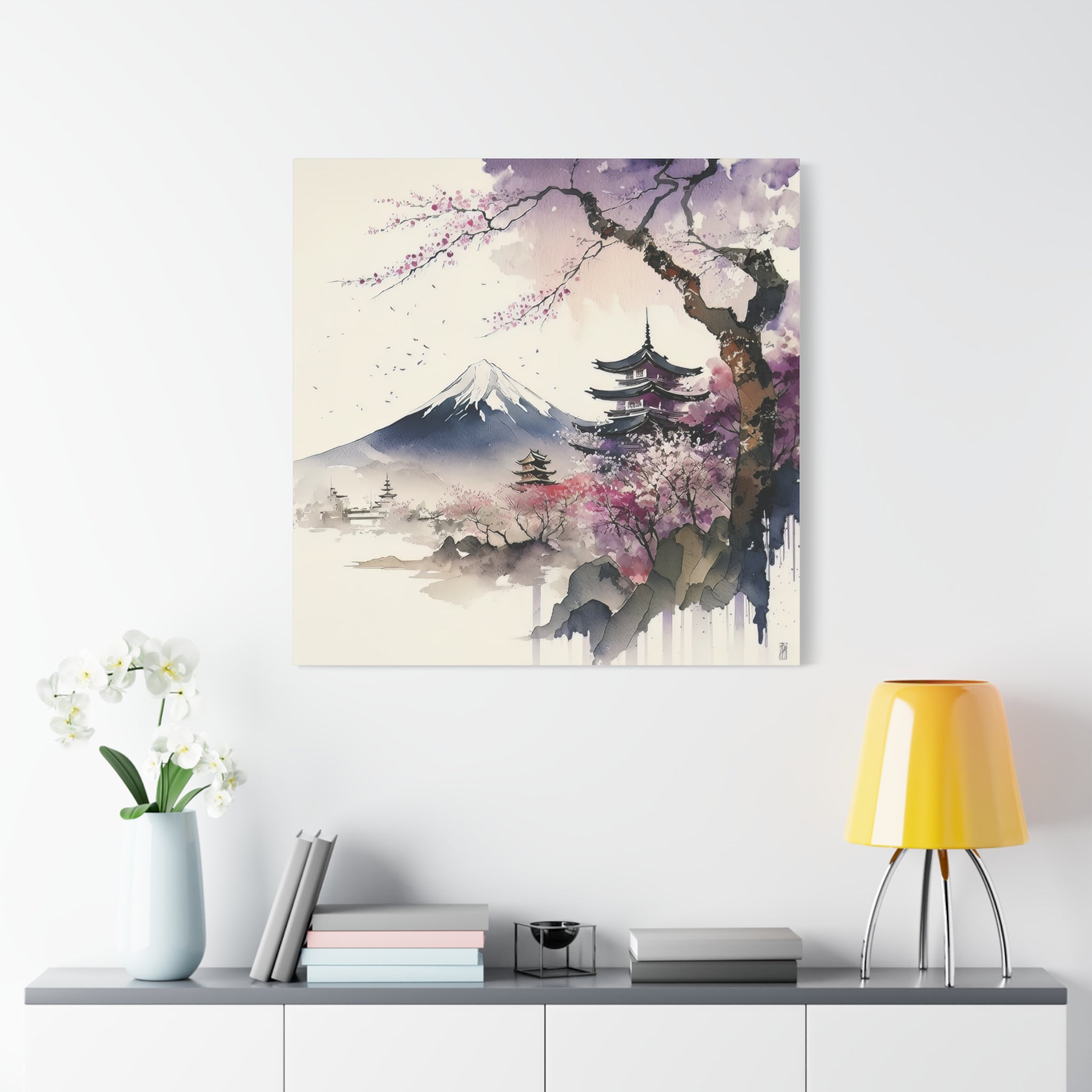 Japanese Landscape Canvas Art, Mount Fuji Wall Decor, Floral Canvas Print, Gift for Nature Lovers, Asian-Inspired Home Decor - Gallory Hive