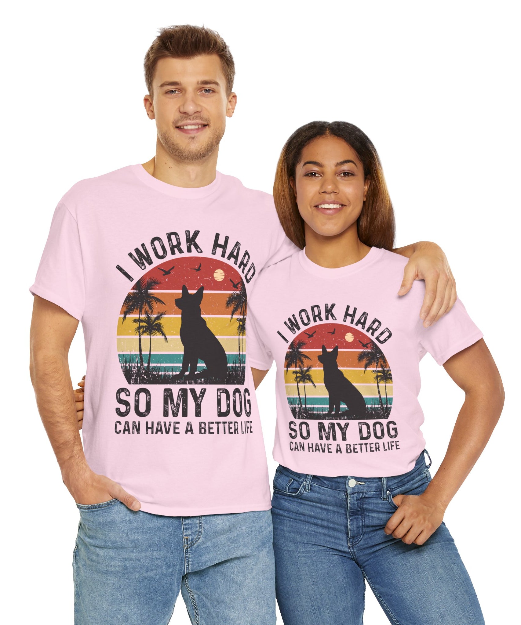 Retro Dog Lover Tee - Work Hard for My Pet