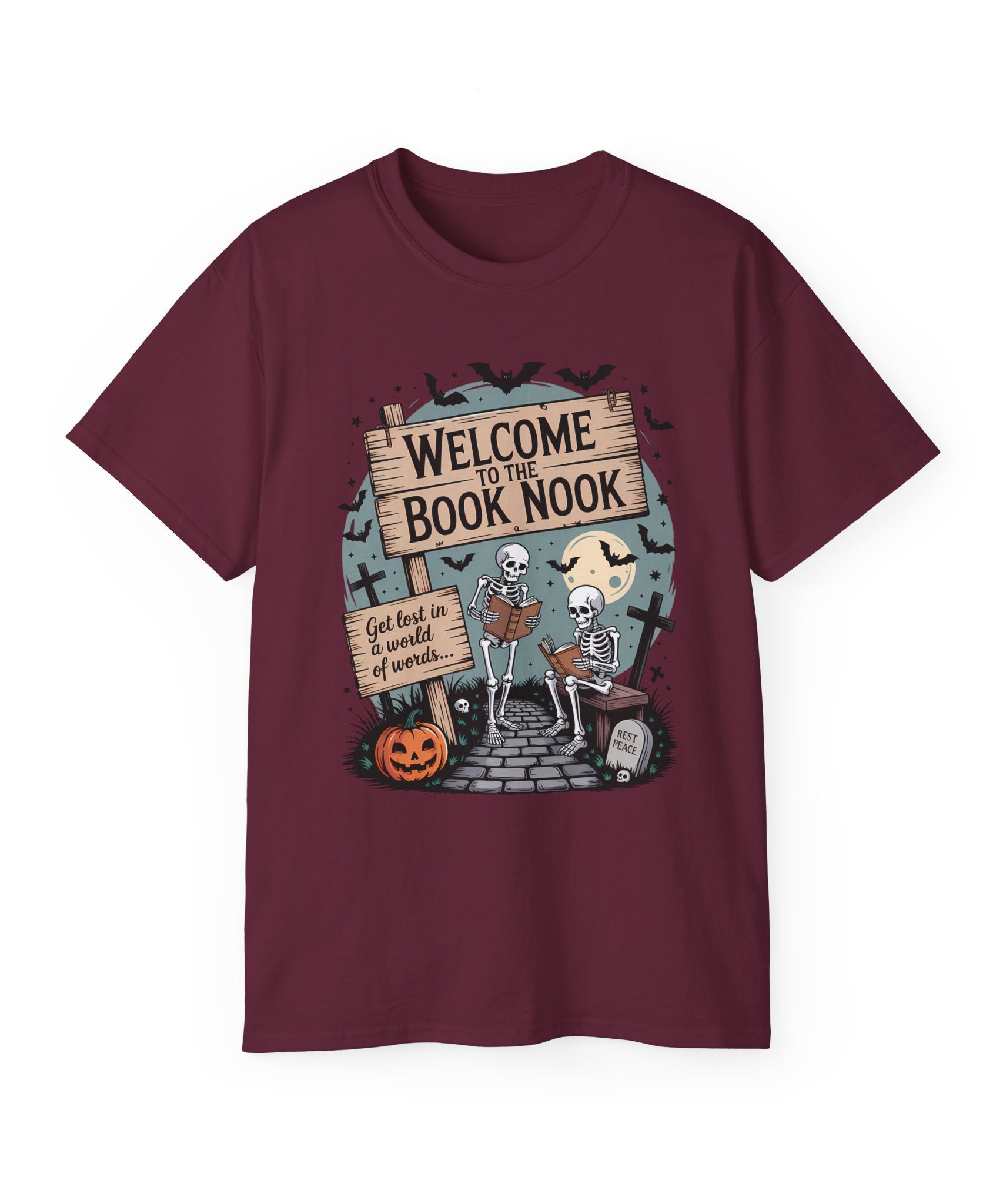 Welcome Book Nook Halloween Skeleton Tee
