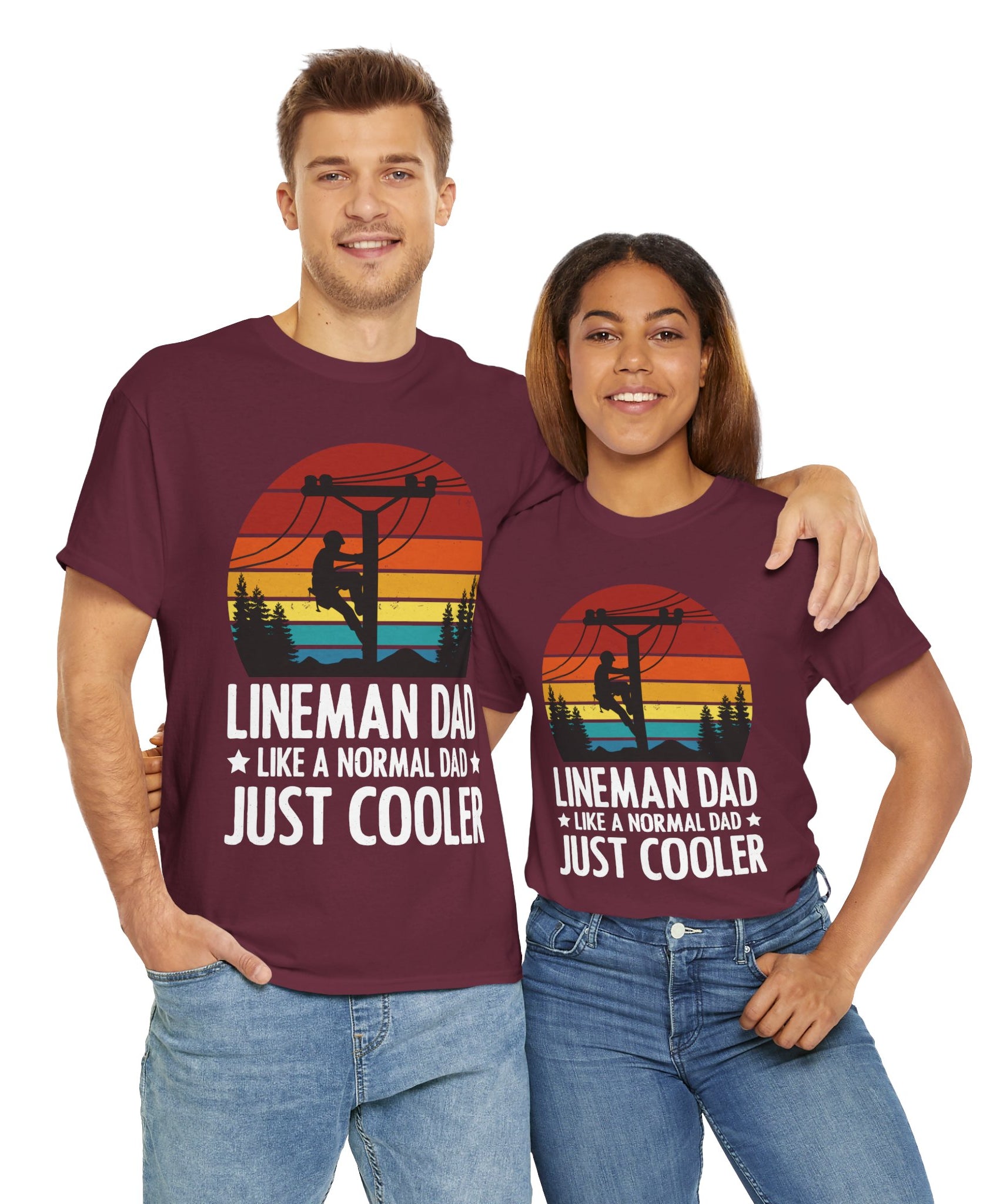 Lineman Tee – Bold Sunset & Power Lines